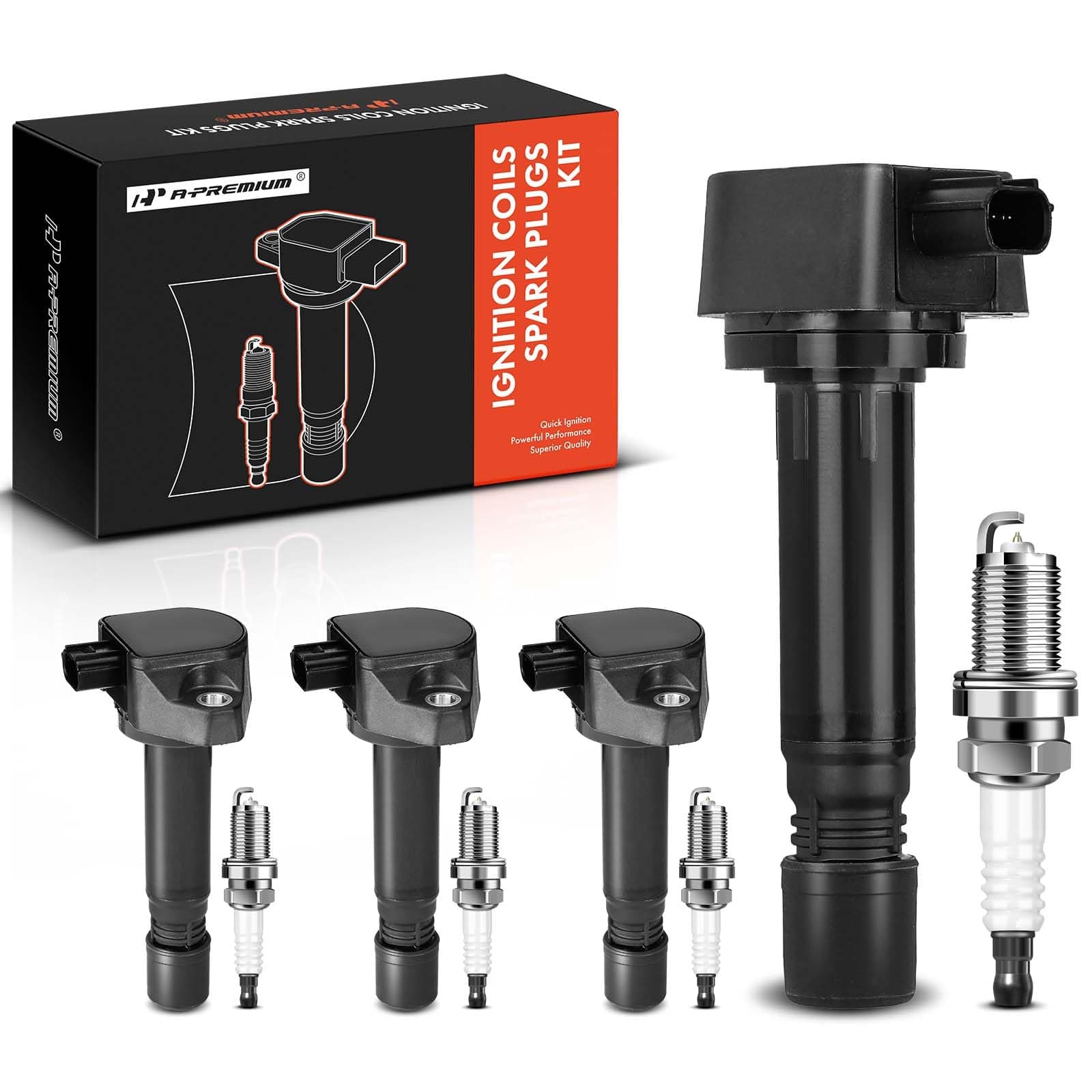 A-Premium Set of 4 Ignition Coil Pack and Iridium Spark Plugs Compatible with Honda Civic 2006-2011 L4 1.8L