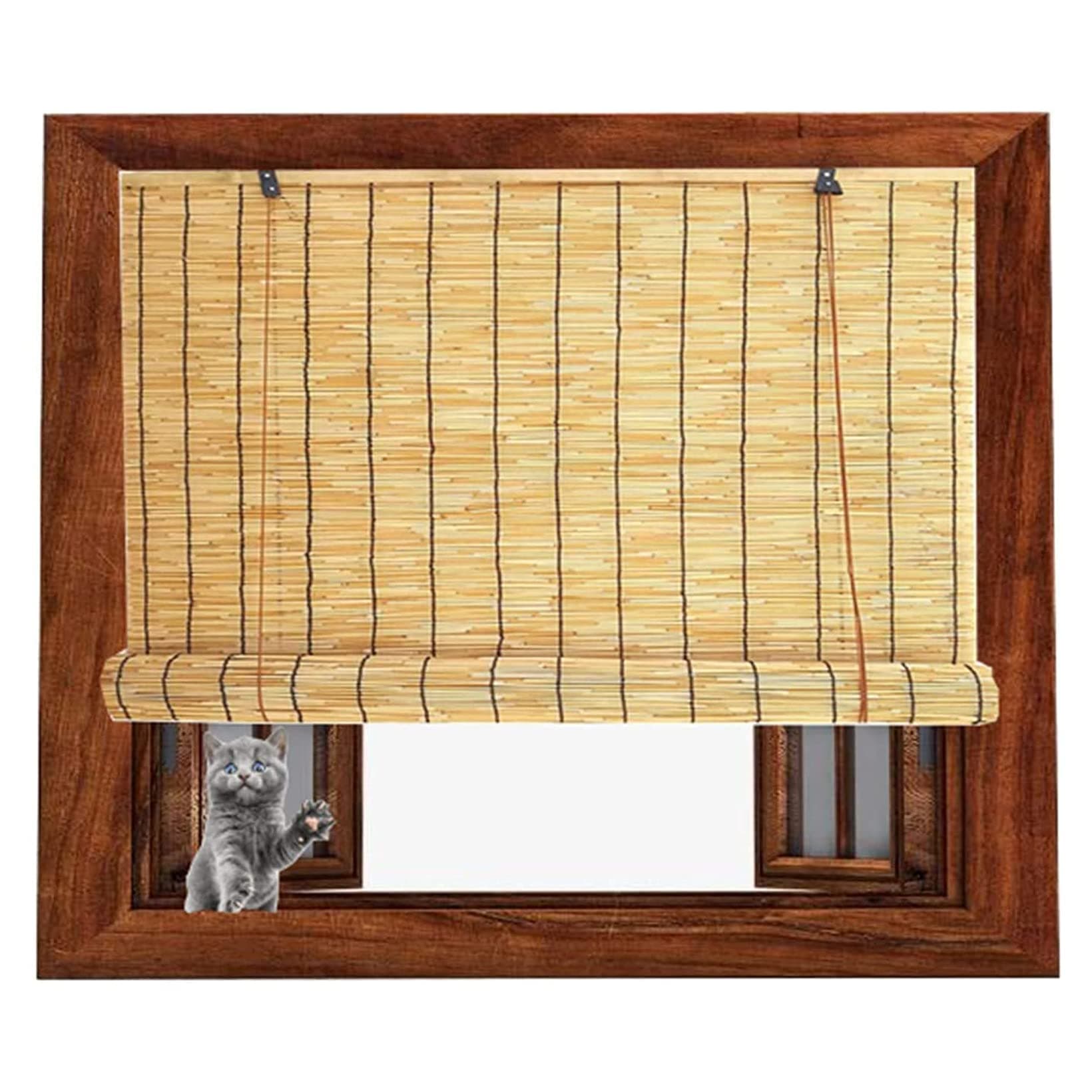 Window Roller Shades Blind, Natural Reed Curtains,Bamboo Roller Blinds With Lifter,Partition Blind Sun Shade,Light Filtering/Retro/Waterproof(Size:120x200cm/3.93x6.56ft)