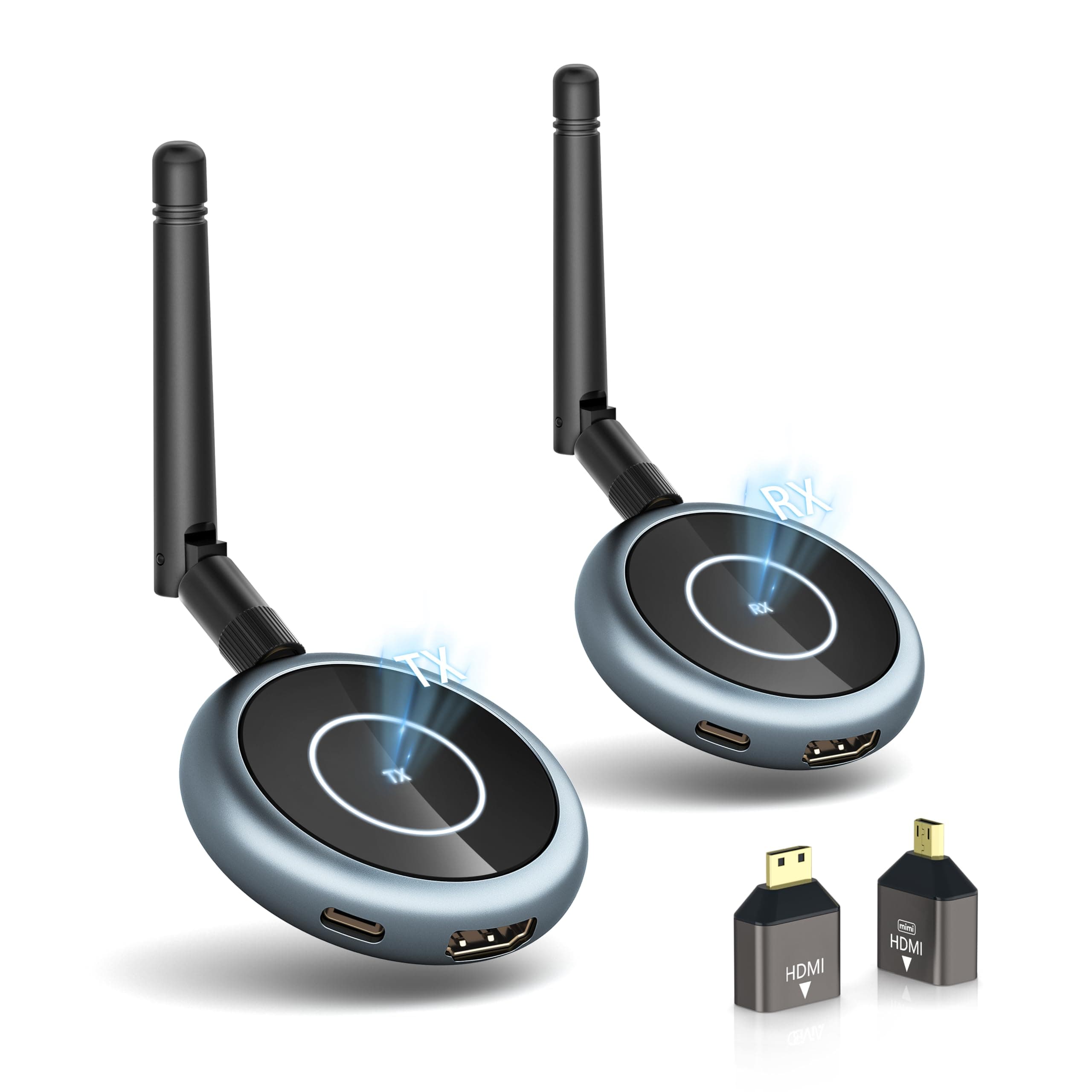 Wireless HDMI Transmitter and Receiver, Plug and Play Multiple Tvs, 50M/165FT 5G/2.4G 1080P@ 60HZ HDMI Wirless Extender, PC, Laptop, Camera, Monitors, Projectors(1TX+1RX)