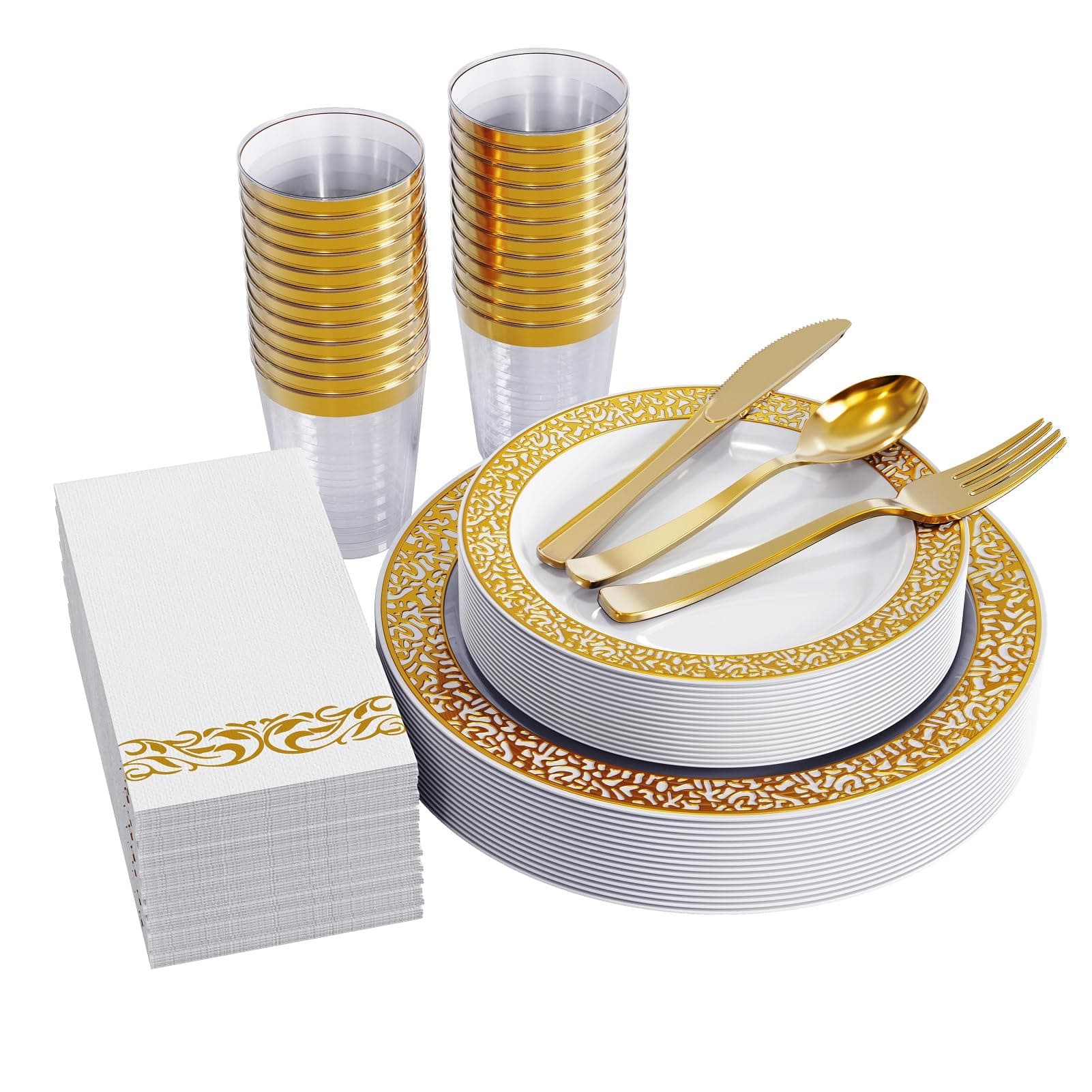 Gold Lace Disposable Dinnerware Set