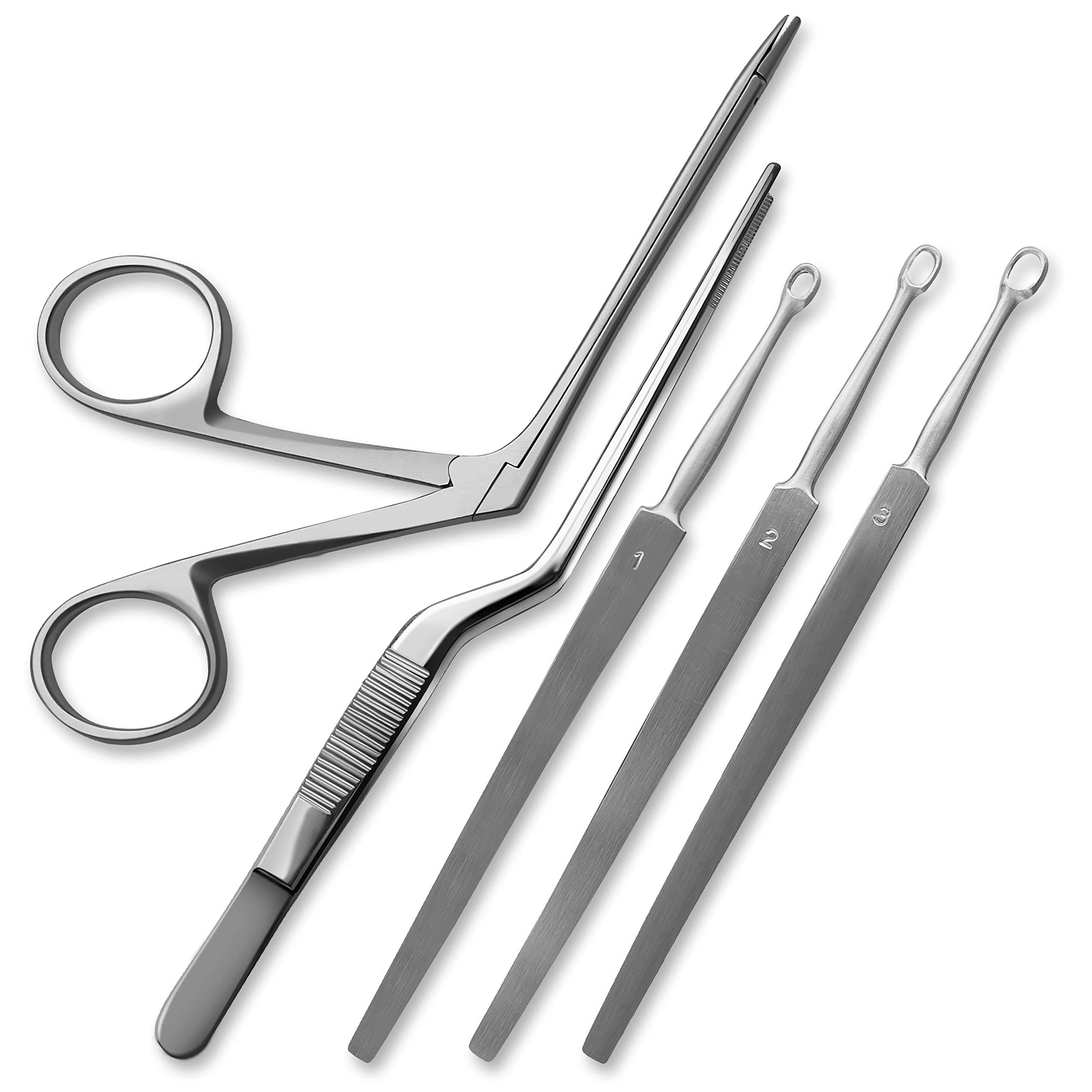 Hartman Alligator Forceps 3.5" - High Quality, Long Lasting, Professional ENT Tools, 5 Piece Set, Ear Loop Design