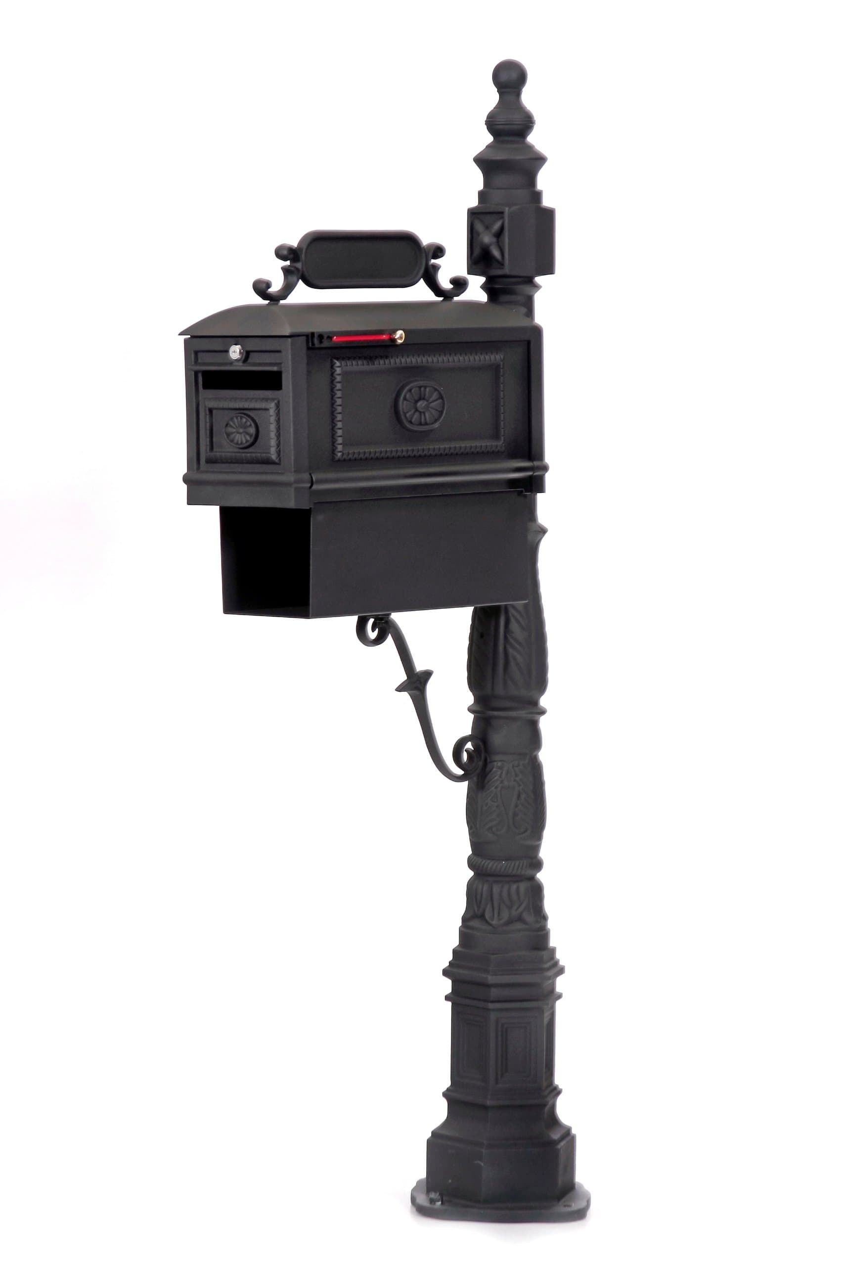 Locking Victorian Barcelona Decorative Cast Aluminum Better Box Mailbox with Paper Box Black