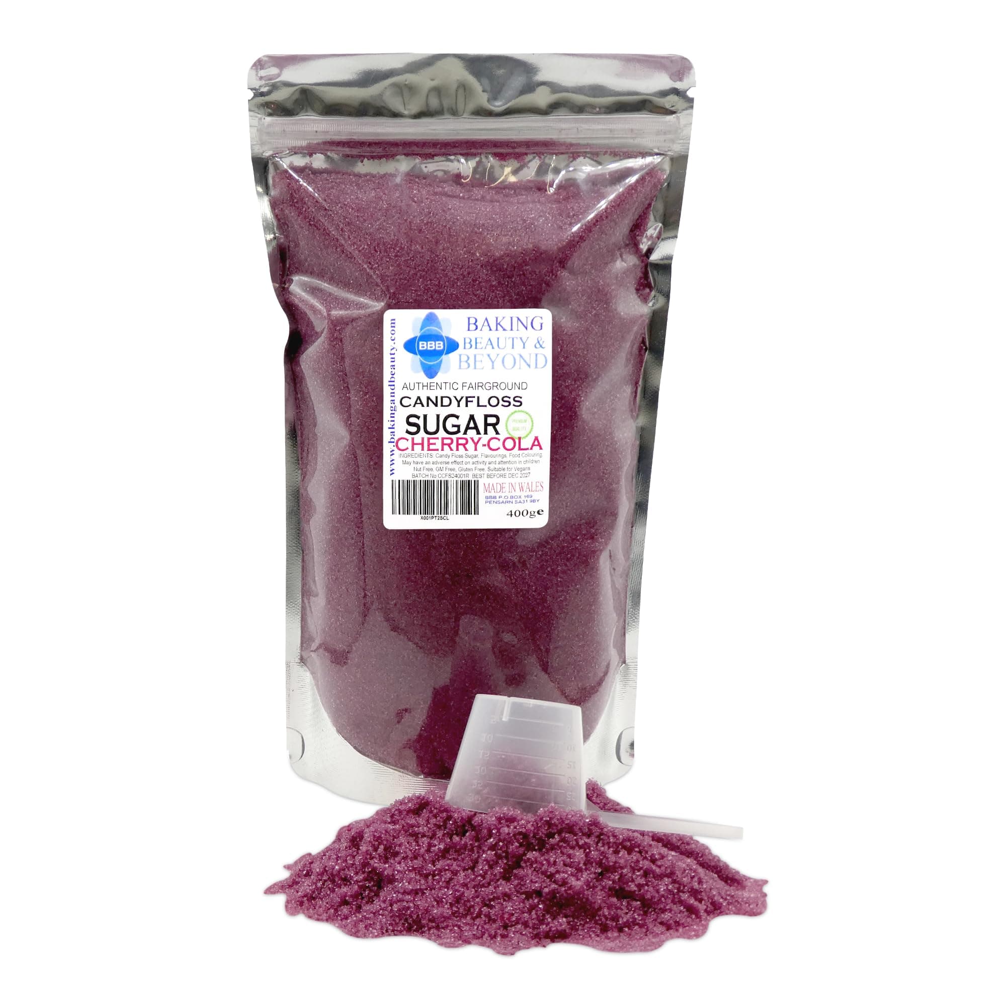 Baking Beauty and Beyond Premium Candy Floss Sugar 400g - Cherry-Cola Flavour