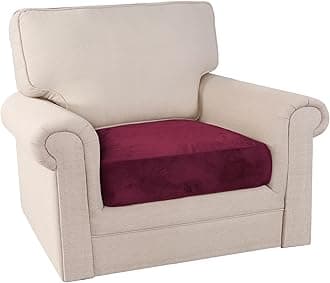 - PrinceDeco Stretch Velvet Couch Cushion Cover,Soft Cushion Slipcover for Chair Cushion Furniture Protector Seat Cushion Sofa Cover Width Up to 29.5", Burgundy