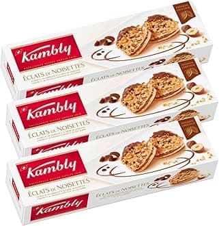 Kambly Éclats de Noisettes 3x100g (10.58 Oz) - Fine Pastries with Hazelnut Cream and Swiss Chocolate - Made in Germany