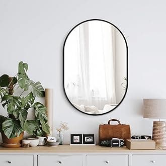 Bathroom Mirror for Wall,30''x20'',Black Oval Mirror for Bedroom Entryway Bathroom, Metal Framed Vanity Mirror(30''x20'',Black)