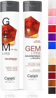 Celeb Luxury Intense Color Depositing Colorwash Shampoo + BondFix Rebuilder, Vegan Hair Dye, Sustainably Sourced Plant Based, Semi Permanent Hair Color, Viral and Gem Lites Duos