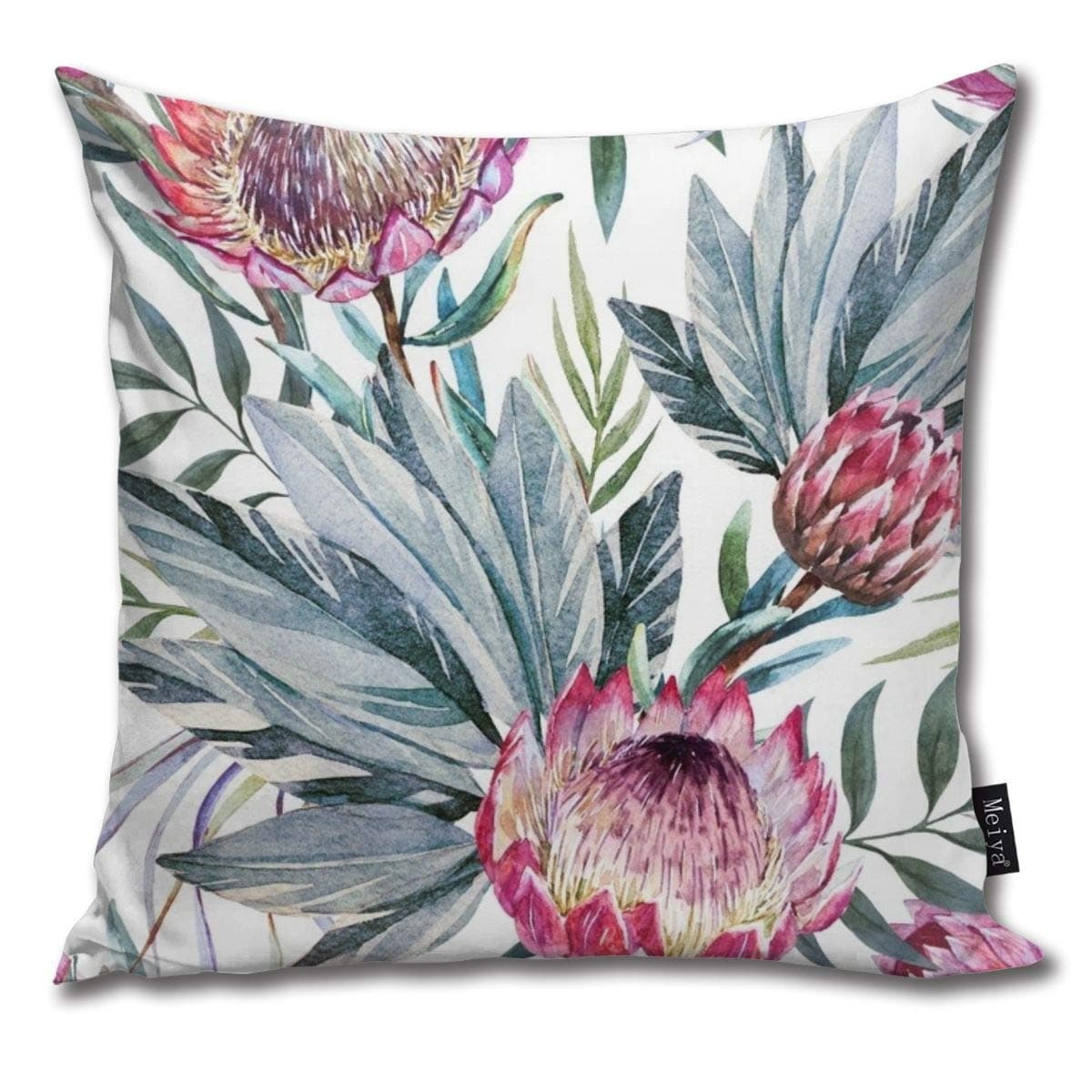 Liuzhis Raster Tropical Protea Pattern Throw Pillow Case Cushion Cover Square Pillowcase 45x45cm