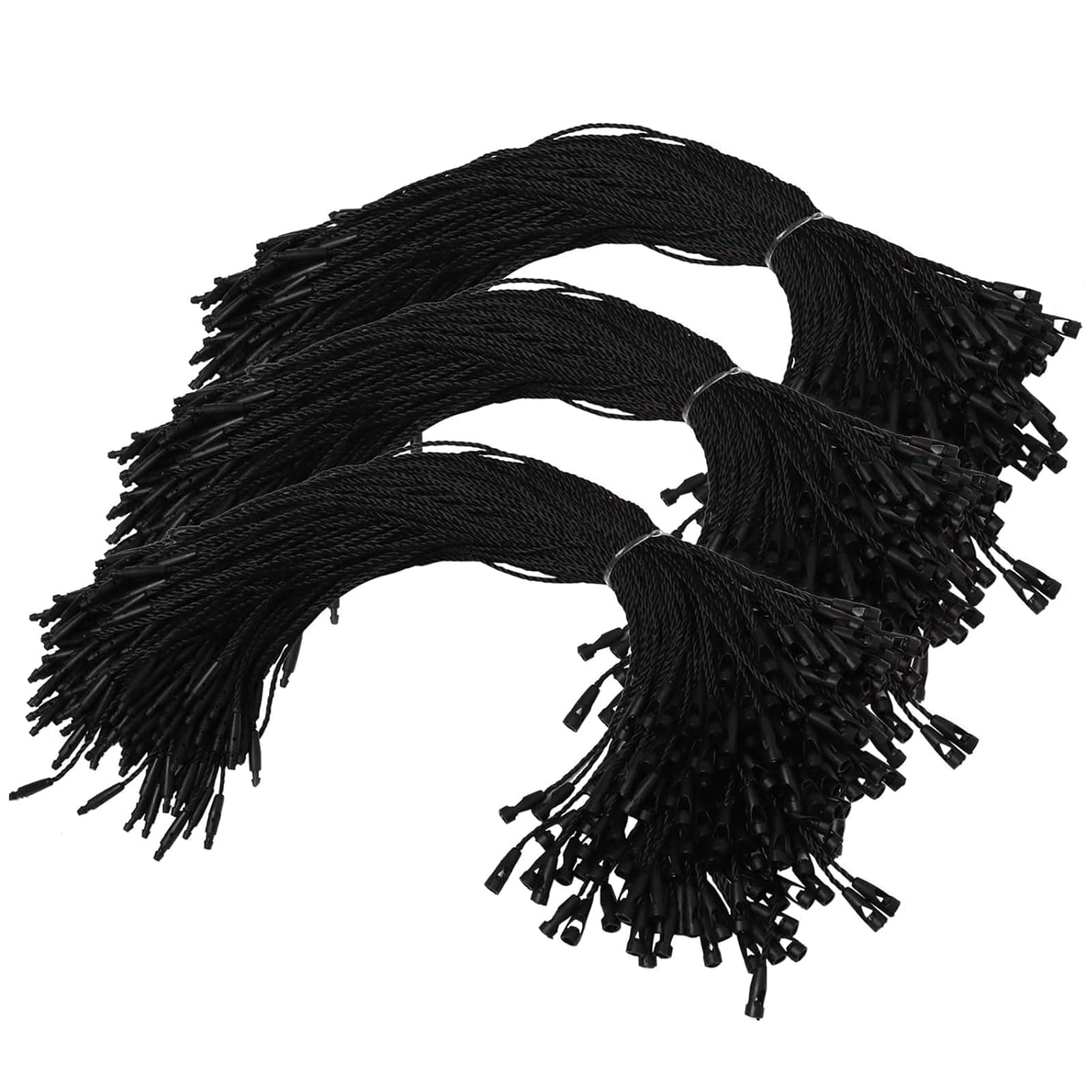 Ira Pollitt 1000 Pcs Hang Tag Nylon String,7.8 inch Black Hang Tag String Nylon Snap Lock Pin Loop Tag Fastener Hook Ties, Clothing Price Tag Rope,Shoes Snap Lock, Luggage Label