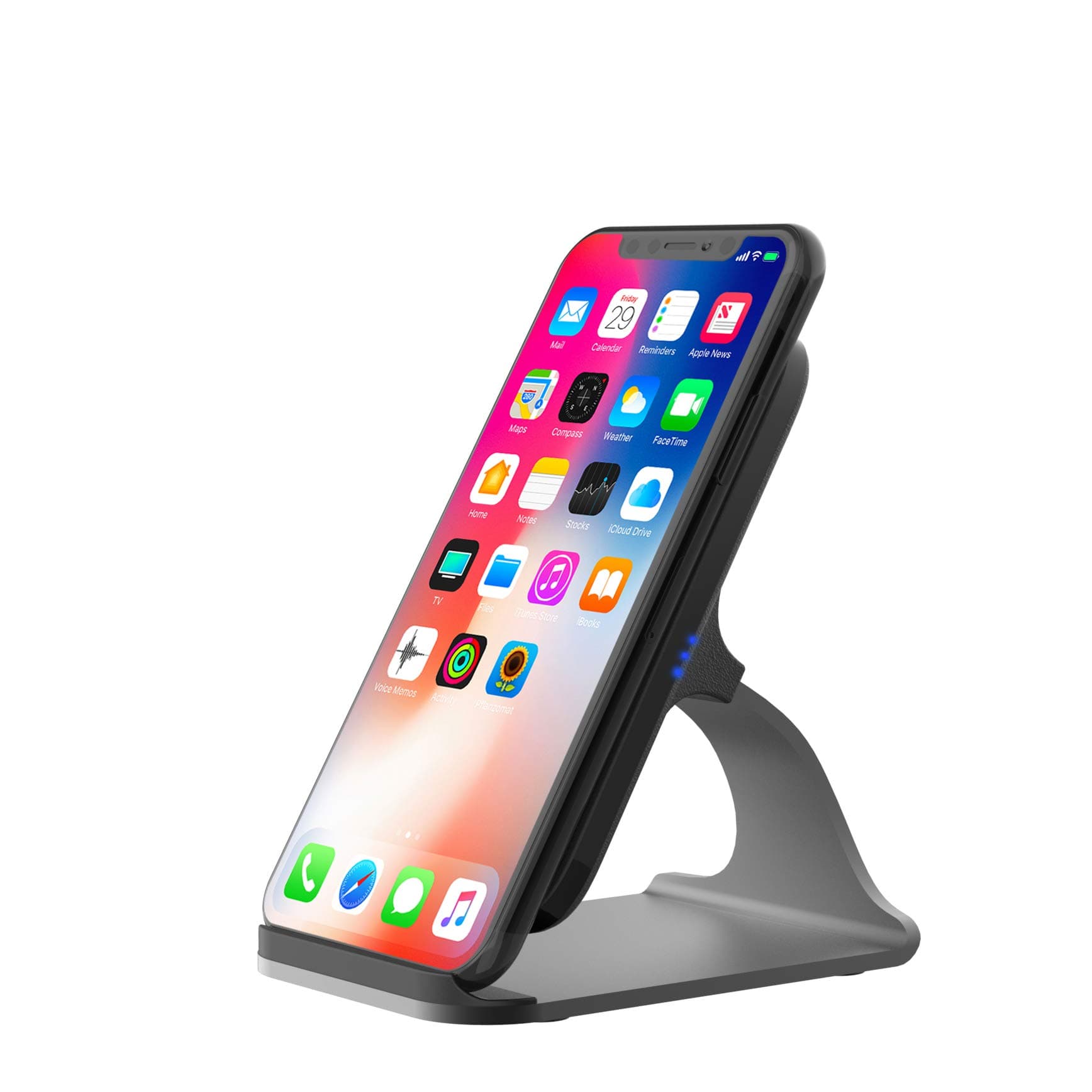 Vesena Fast Wireless Charger Dock, 2-Coil Qi Wireless Charging Stand for iPhone X iPhone 8 iPhone 8 Plus, Support Samsung Galaxy S8 Note8 and All Qi-Enabled Devices, AC Adapter Not Included.