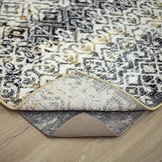 Mohawk Home 6' Square Non Slip Rug Pad Gripper 3/8 Thick Dual Surface Felt + Rubber Gripper - Safe for All Floors