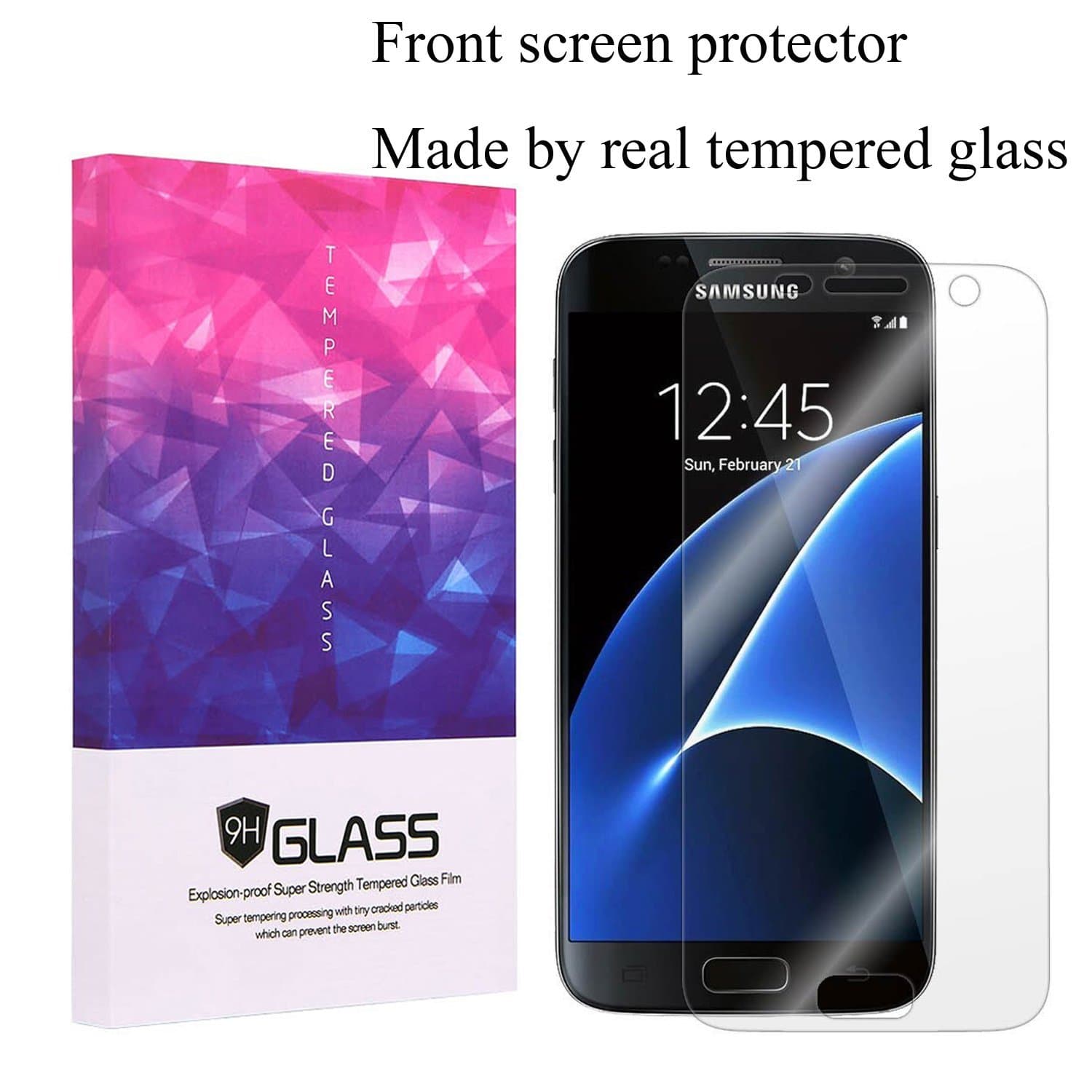 Samsung Galaxy S7 Screen Protector Tempered Glass SeeTech [Front Glass+Back PET] Edge to Edge Full Screen Coverage 3D Full Cover HD Clear