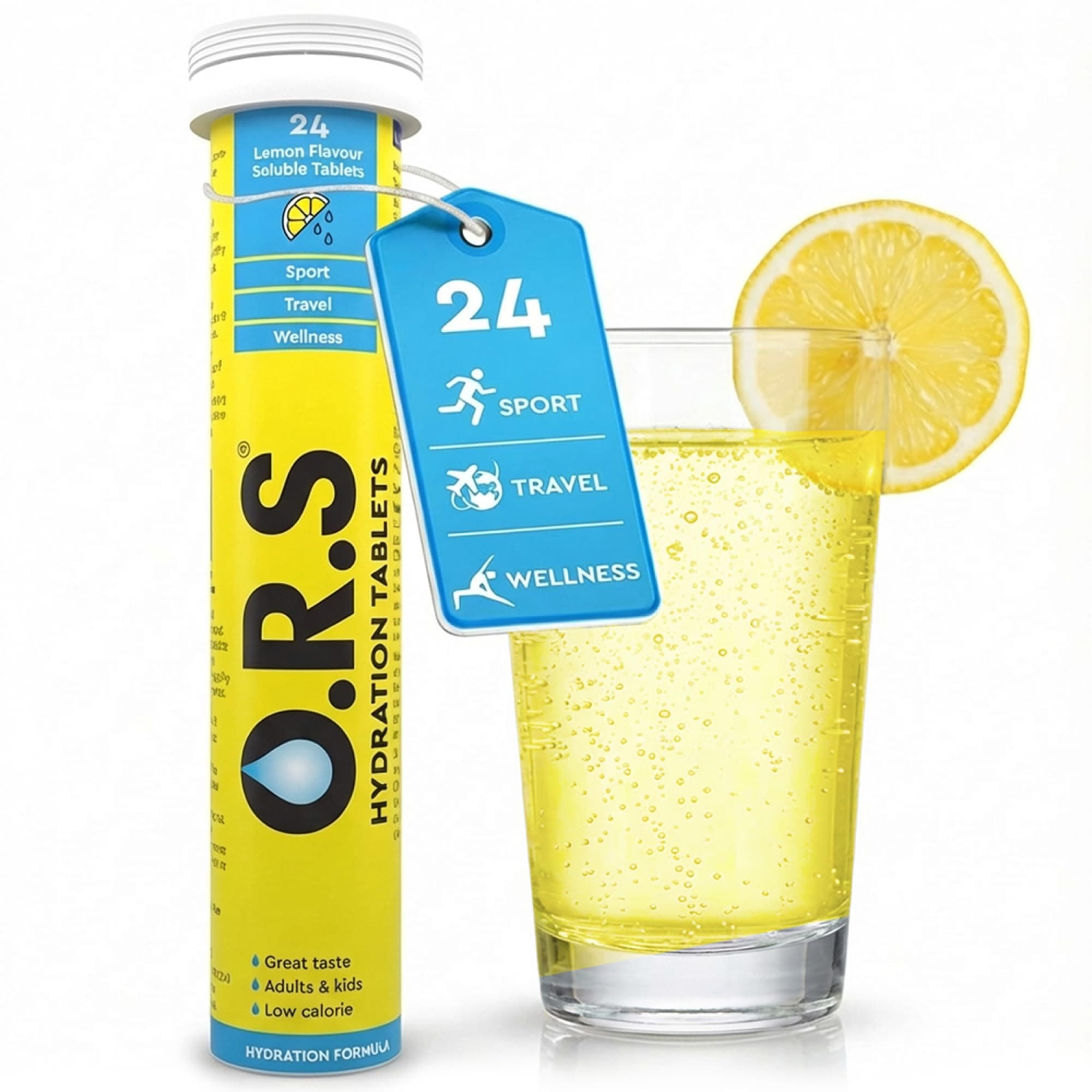 O.R.S Hydration, Lemon Electrolyte Tablets for Everyday Hydration & Wellness - 24 Tablets