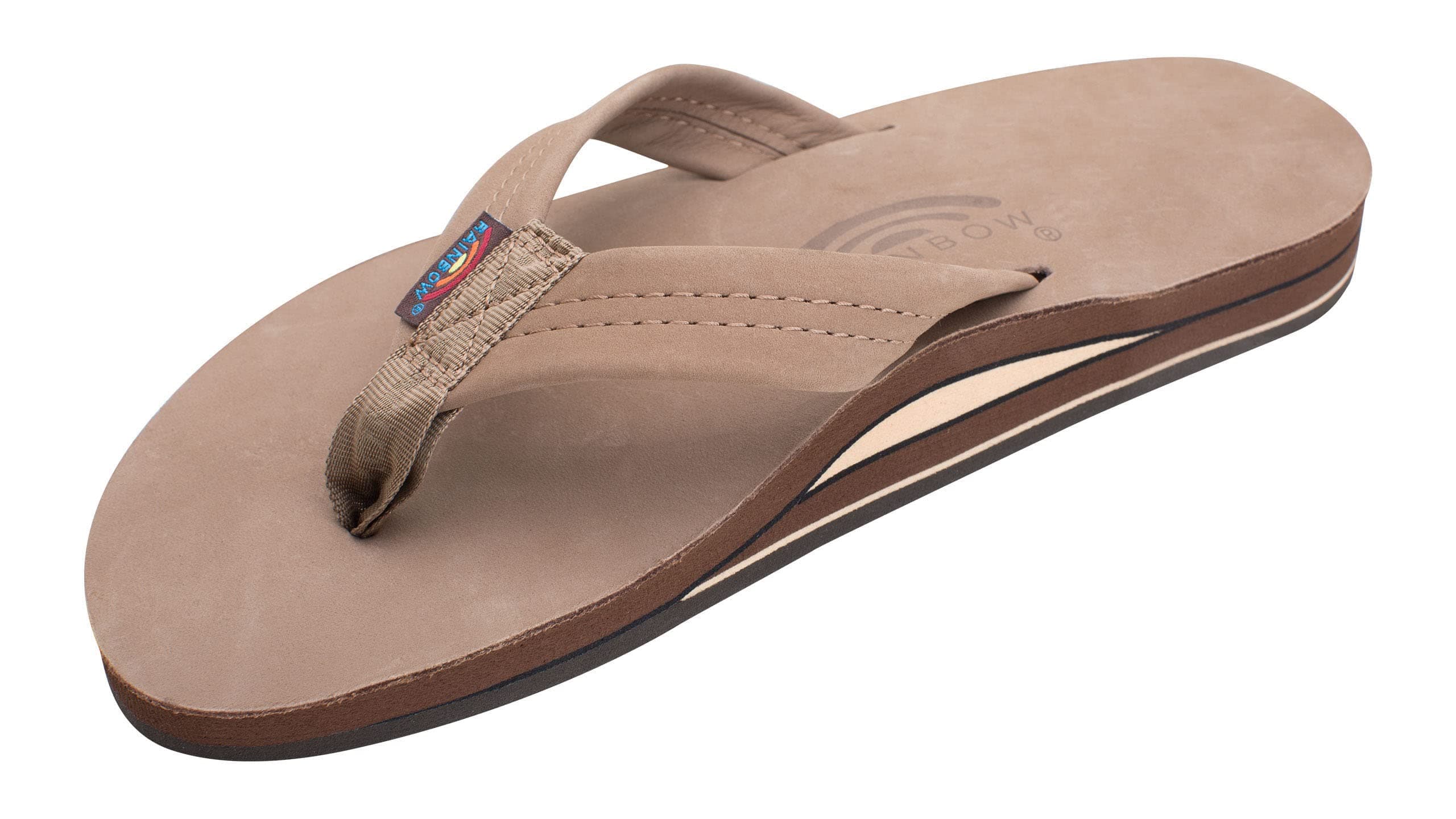 Rainbow Sandals Men's Leather Double Layer with Arch Wide Strap