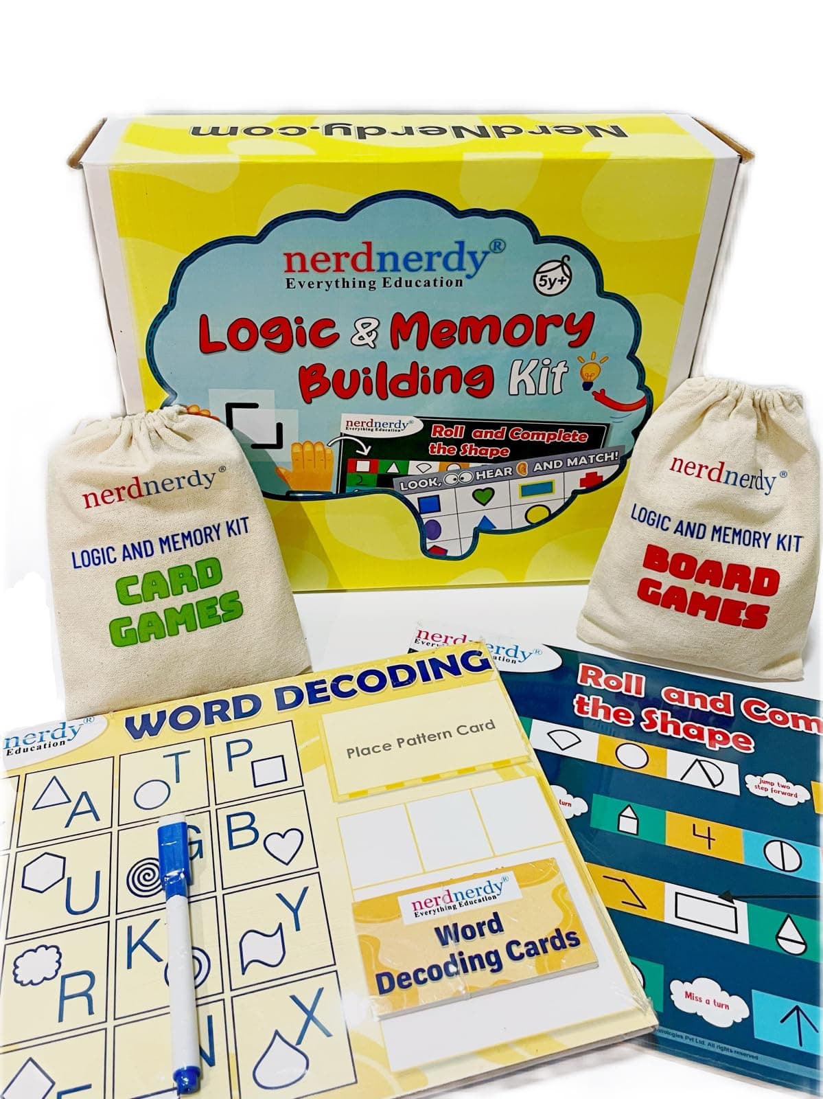 NERDNERDY Logic & Memory Building Kit -Preschool Games/Board Game/Increase Attention/Memory/Logical Thinking/IQ Game/Card Game/Puzzle/Best Birthday Gift