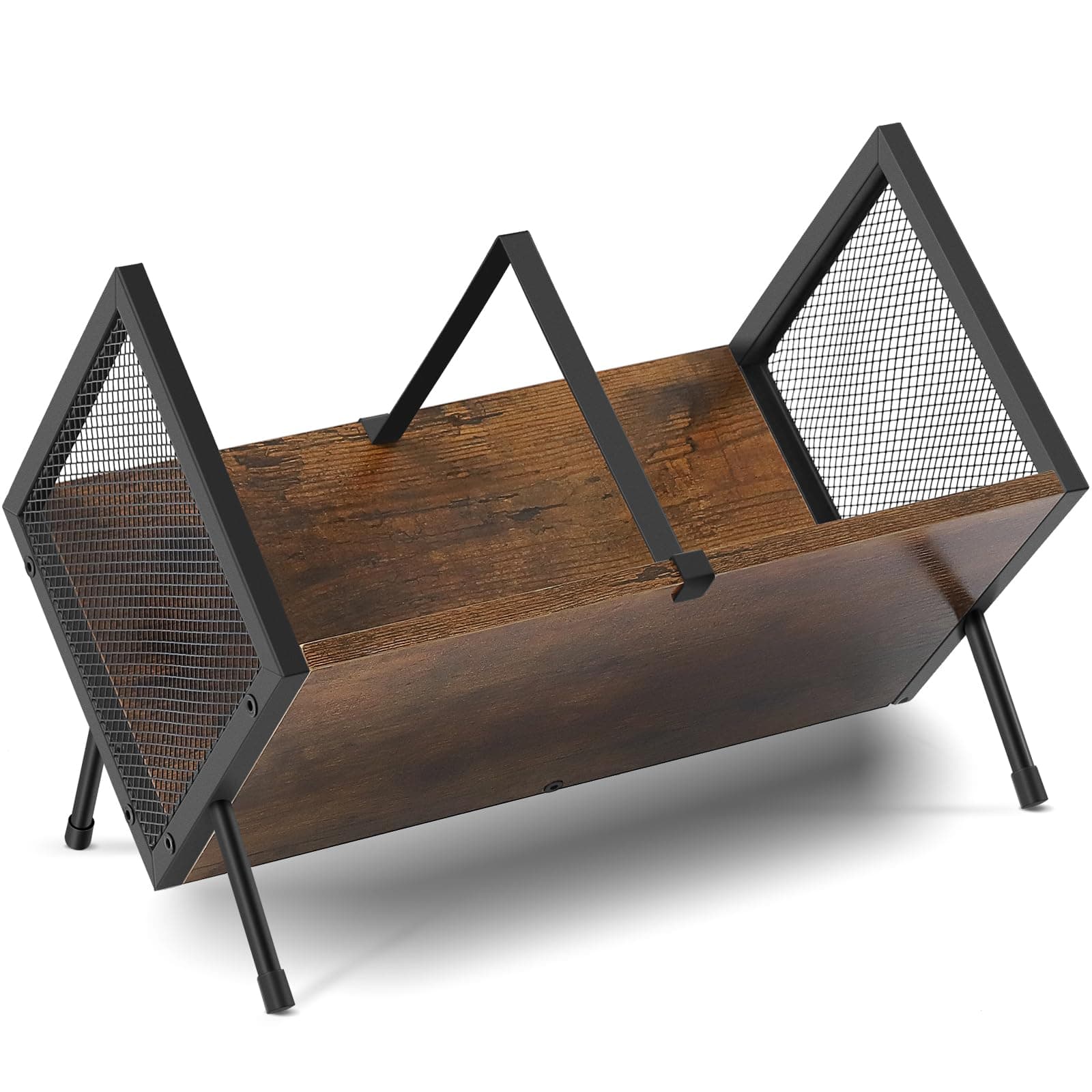 Vinyl Record Storage Holder, 80-100 LP Vinyl Record Storage Rack Display Quick Assembly Retro Style Organizer for Magazine Book Files Albums (Brown)