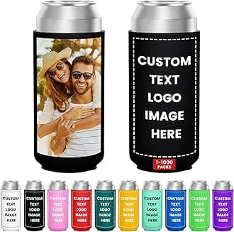 150 Pack Custom Can Cooler Bulk 16 Oz Collapsible Neoprene Insulated Beer Bottle Sleeves Drink Holder, Personalized Birthday Decorations Bachelorette Party Favors & Wedding Gifts
