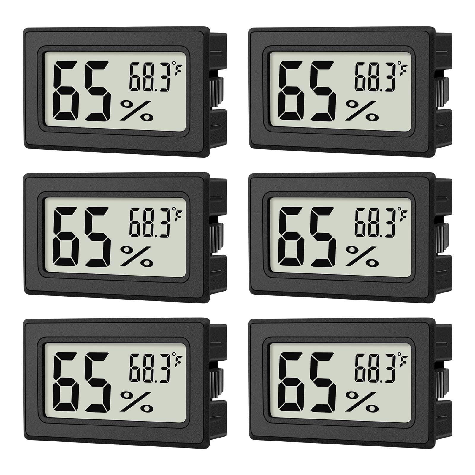 6-Pack Mini Hygrometer Indoor Humidity Meter, Mini Digital Thermometer Humidity Gauge Meter, Indoor Thermometer Hygrometer Monitor Fahrenheit (℉) for Reptile Thermostat, Jars Reptile, Fridge