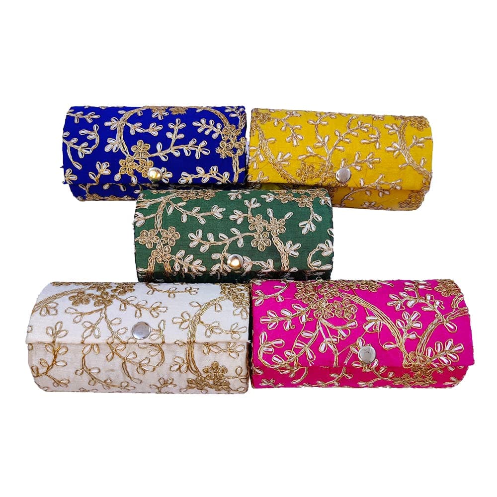 DMS RETAIL Silk Embroidered Bangle Organiser For Women|Bangle Box Storage For Women|Return Gift Favor Box-6 Inches (Pack Of 10 Box)