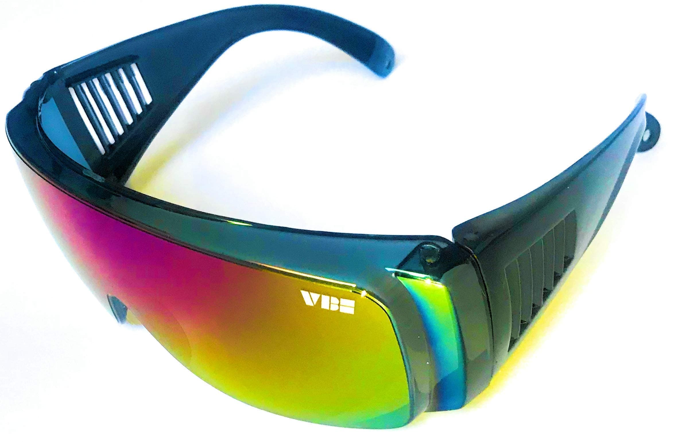Retro Viper Mirrored Rainbow Multi-Color Lens Riff Raff Pit Sunglasses 80's Party Style Performance Sport Vintage California Cobra Fit Over Wrap Around with Included Micro Fiber Pouch by VBE