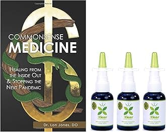 Xlear Natural Xylitol Nasal Spray and Commonsense Medicine Book: Healing from the Inside Out and Stopping the Next Pandemic Bundle, 1.5 Fl Oz, Pack of 3 Saline Sprays and 1 Book