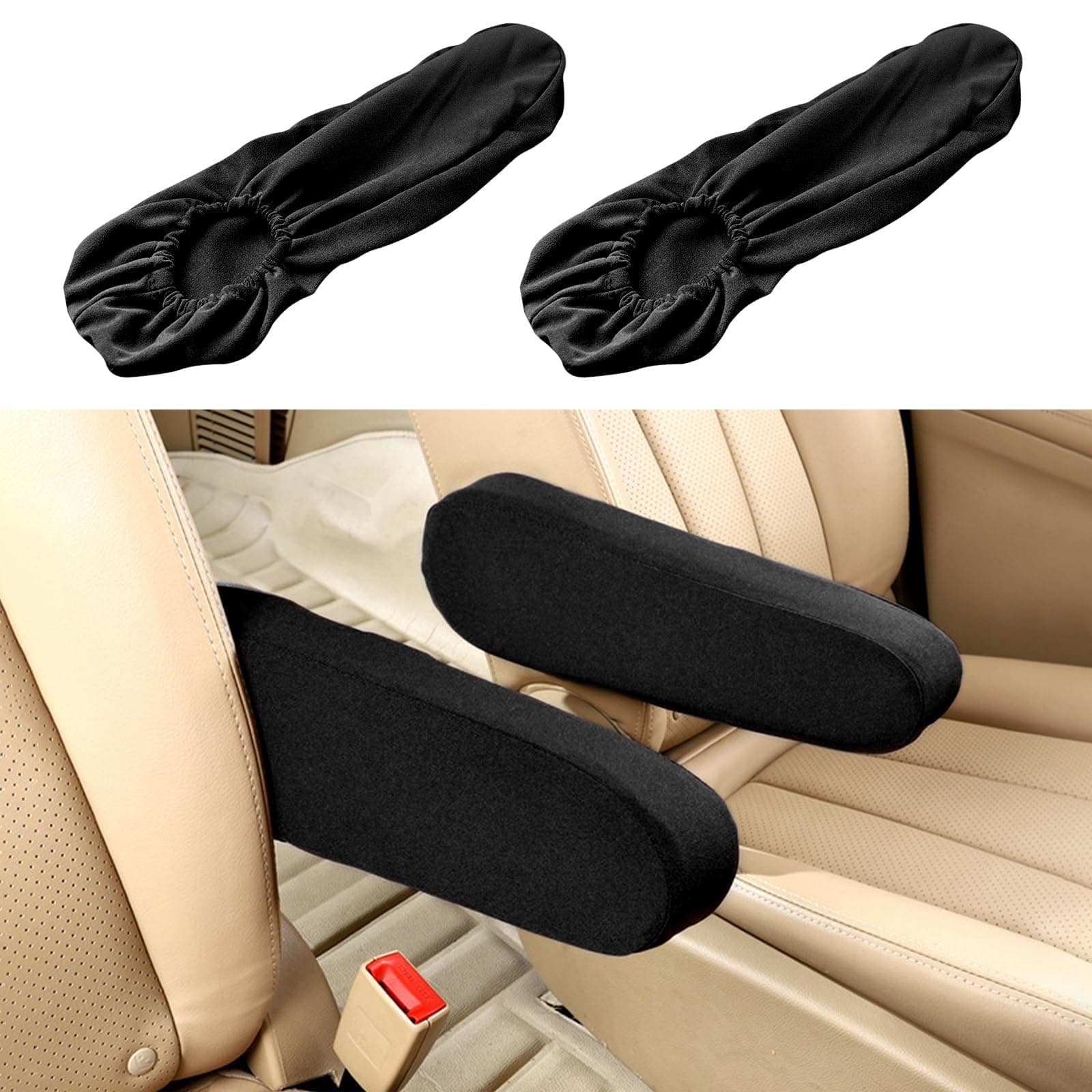 1 Pair Universal Size Seat Arm Rest Cover,Replacement Car Front Seat Armrest Cover,Car Interior Accessories(Black)