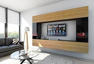 Oak C29 1A Living Room Furniture Set Entertainment Media Wall Center Cupboard Storage Push to Open TV Cabinets for Living Room