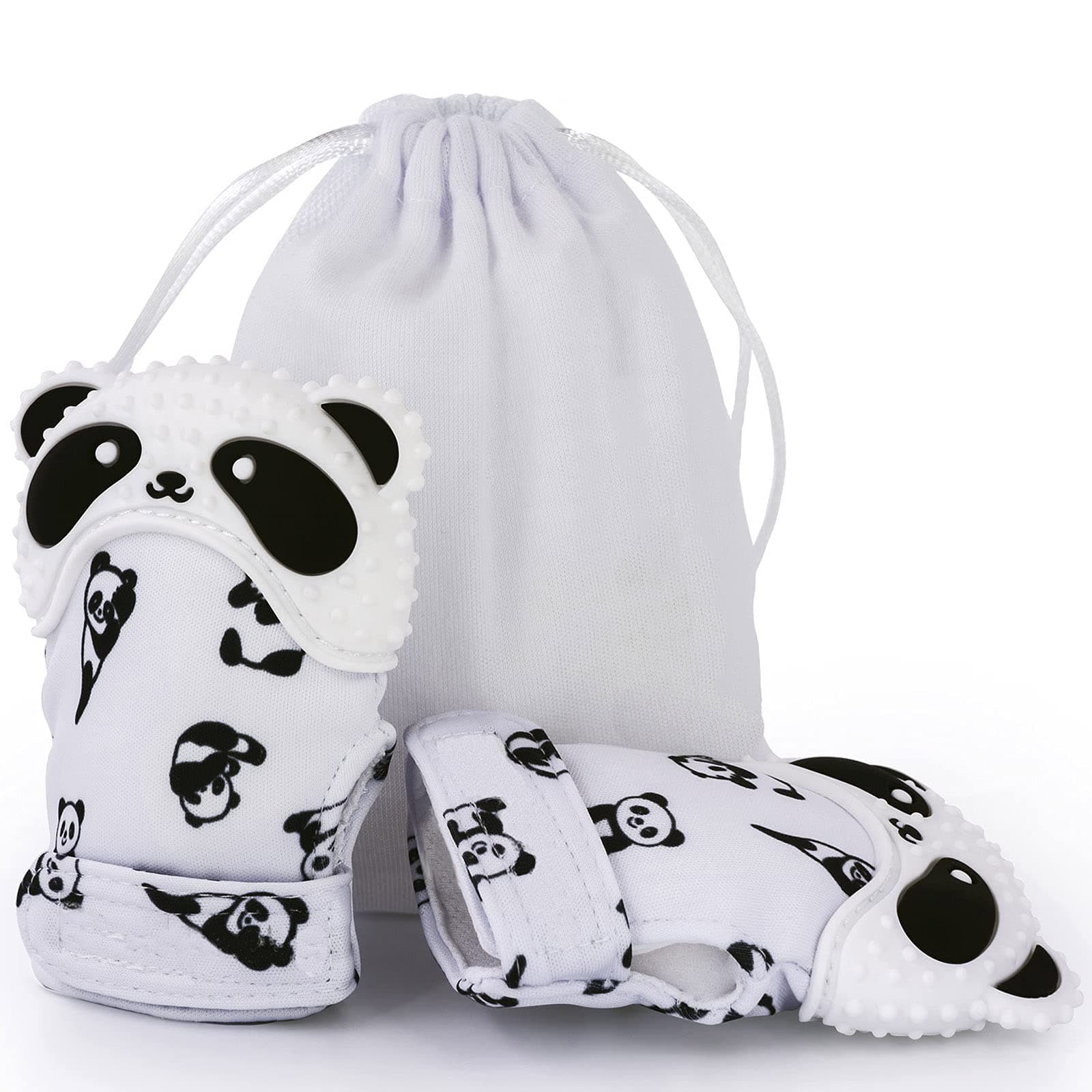 Teething Mittens for Baby, Mitten Teether Toy, Infant Teething Mitt Set, Cute Panda Teether, Pack of 2
