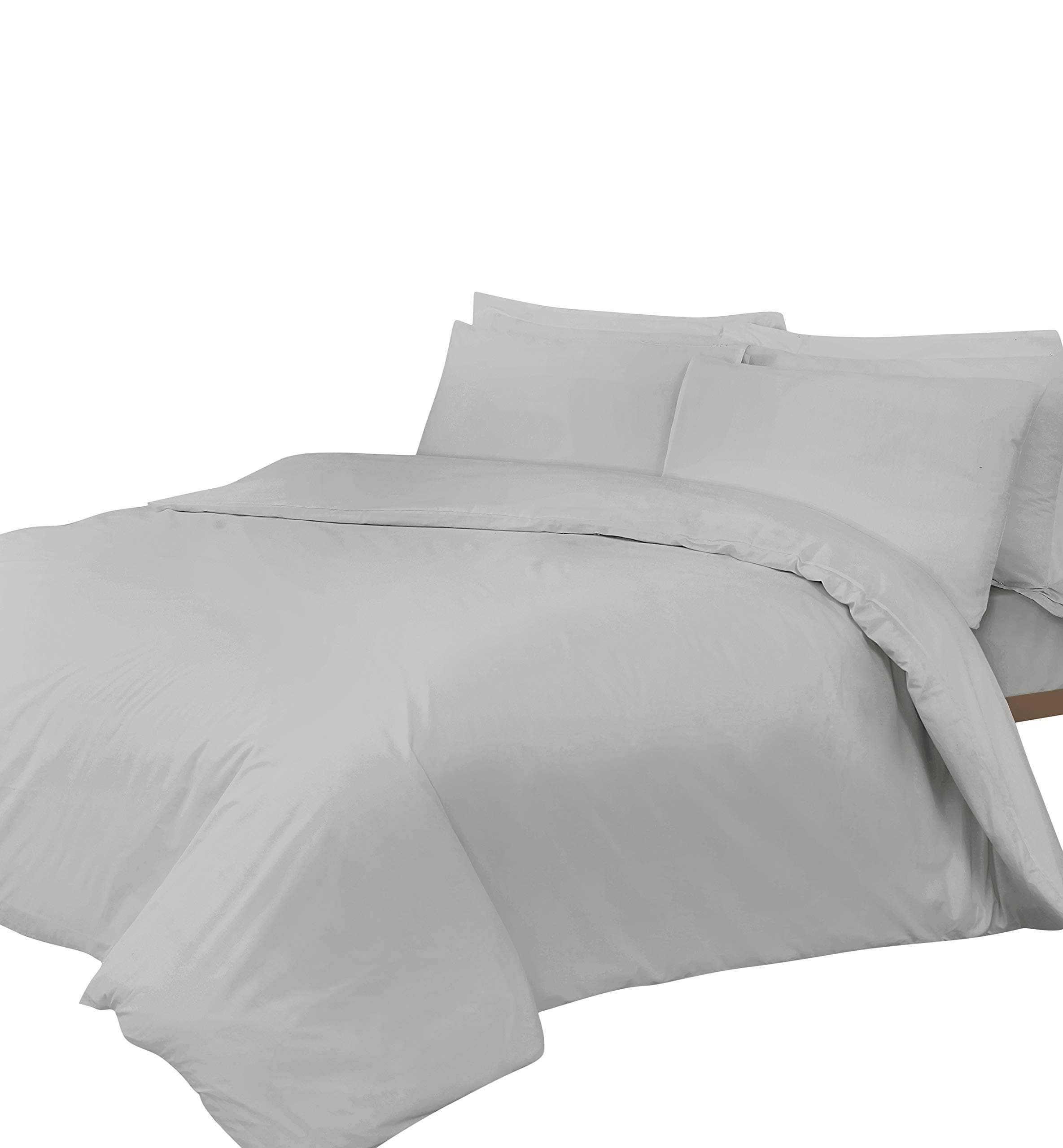 LinenZone 400 Thread Egyptian Cotton 40CM/16 Inch Extra Deep Fitted Bed Sheet, Silver - Double