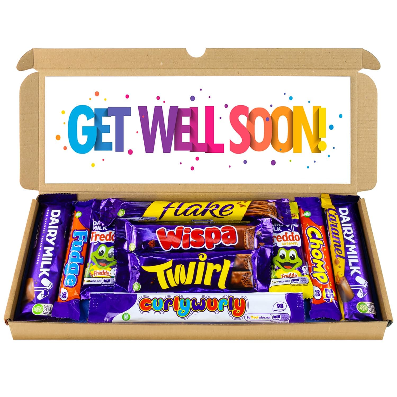 Get Well Soon Gift - Chocolate Hamper, Letterbox Chocolate Gift Box of 10 Fullsize Dairy Milk Chocolate bars, Ideal Gifts For Women & Gifts For Him (Get Well Soon)