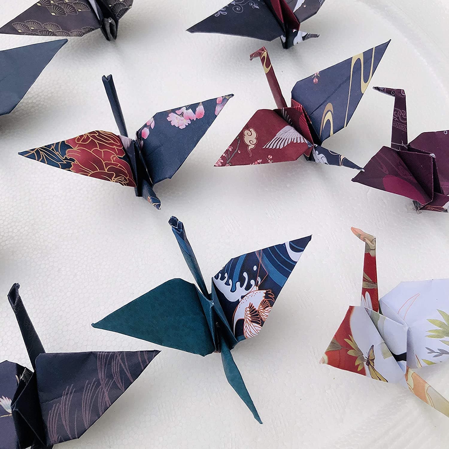 72Pcs Big Size 5.59" Permade Origami Paper Cranes Fold Origami Cranes Handmade DIY Bird Garlands for Wedding Party Birthday Baby Shower Bird Streamer Decorations