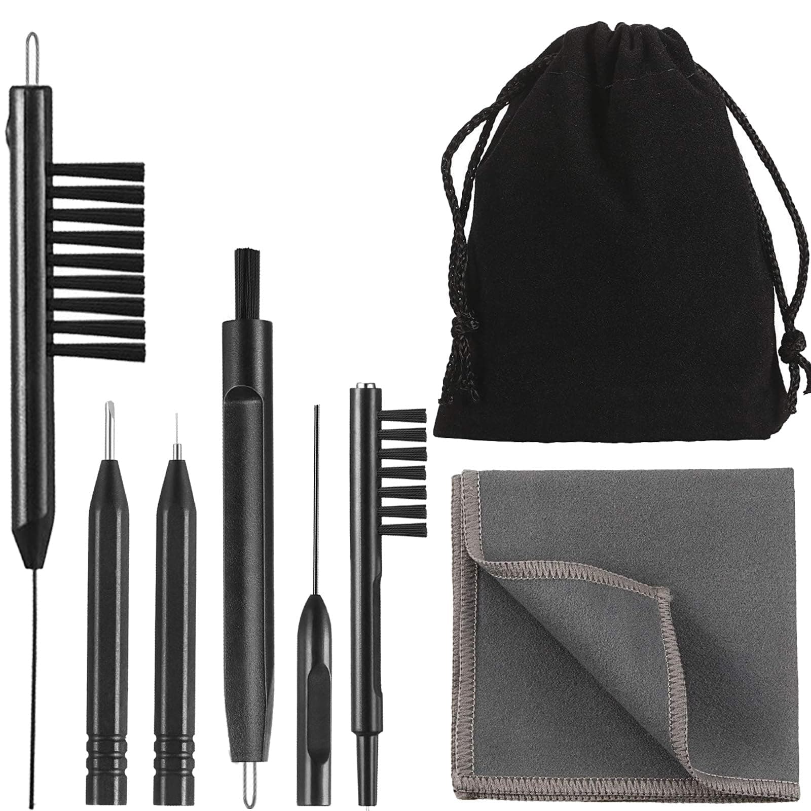 7 Pieces Hearing Aid Cleaning Tools Hearing Aid Amplifier Cleaning Brush with Magnet, Hear Cleaning Kit with Velvet Bag