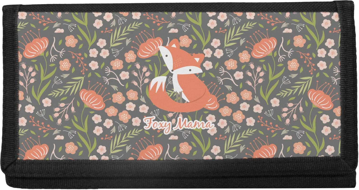 RNK Shops Personalized Foxy Mama Canvas Checkbook Cover, One Size, Slim Wallet