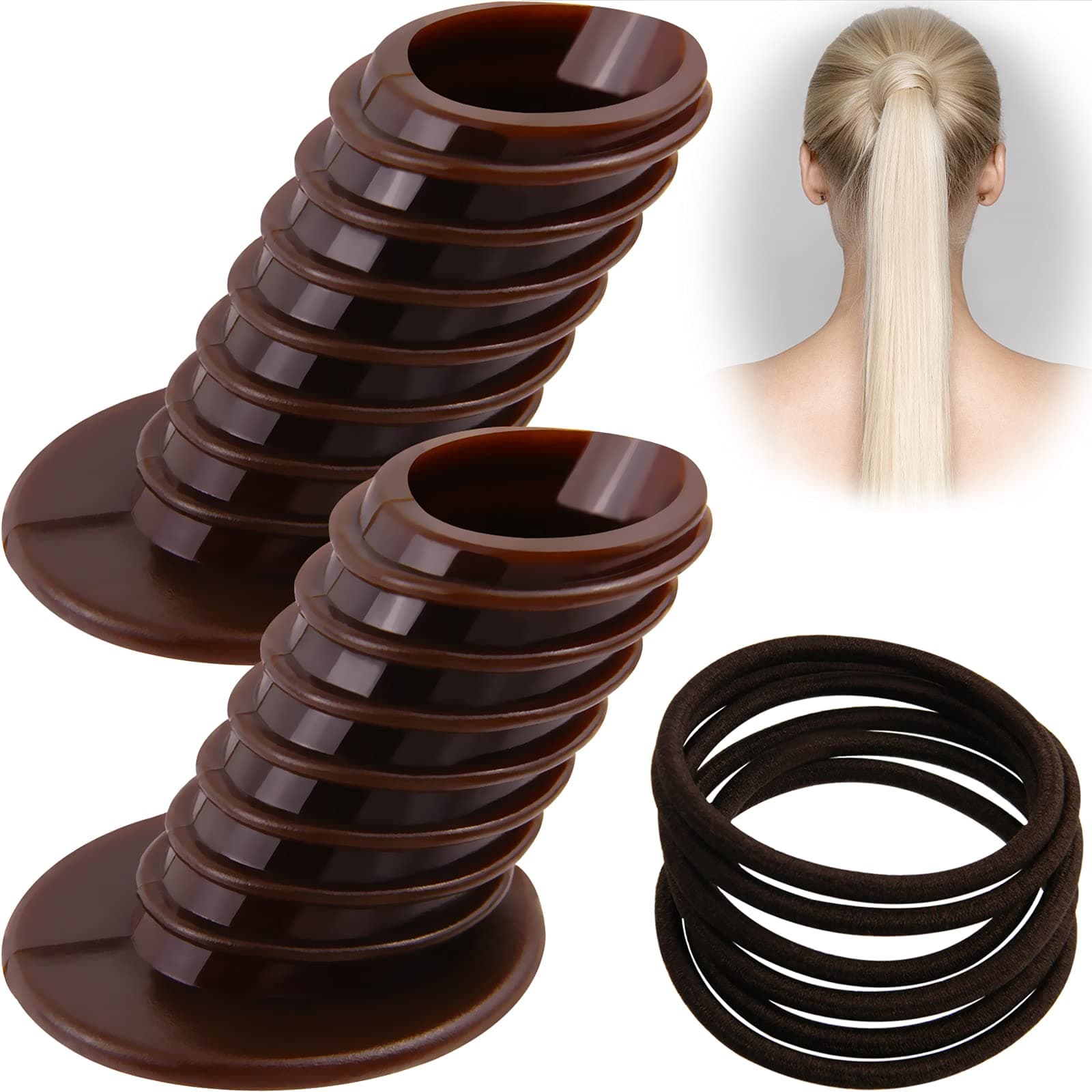 2Pcs Brown Ponytail Bump It Up Hair Styling Insert Pro Ponyfull Ponytail Holder Volume Styling Increased Hair Pad