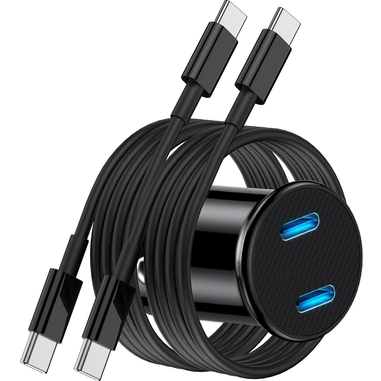 車用充電器、デュアルUSB Cカーチャージャーアダプタープラグ、3フィートのUSB Type CからUSBCケーブル、携帯電話用高速充電コード