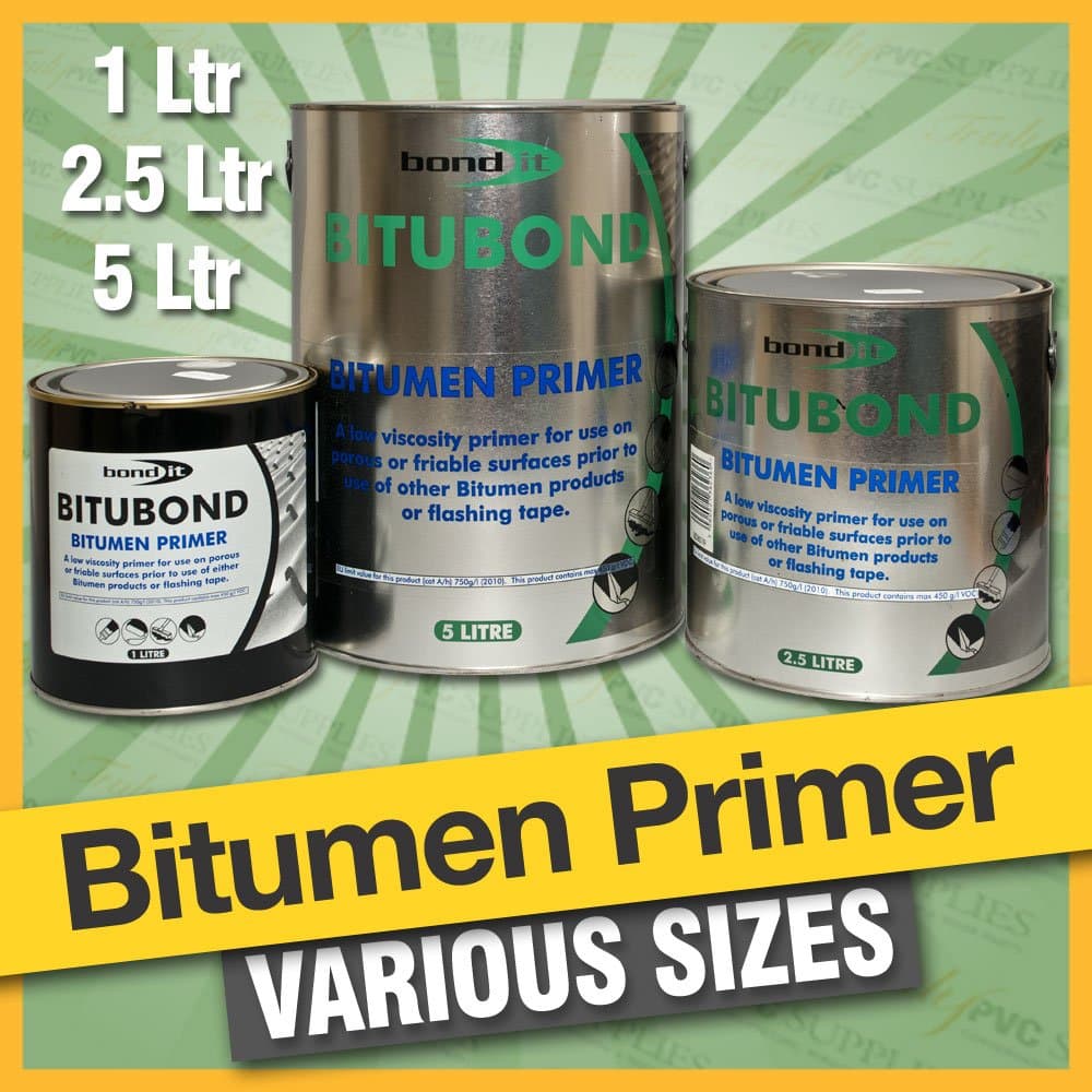Bond-It Bitumen Primer 1 litre - Highly penetrative bituminous solution for priming surfaces before application of bituminous materials & flashing tape. Suitable for using on concrete roofs / floors, render, felt,mastic asphalt tired or weathered bitumen etc…