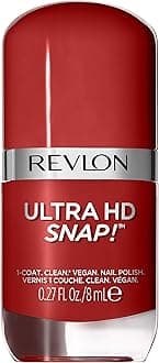 RevlonUltra HD Snap Nail Polish, Long Lasting Vegan Formula, Quick Drying & One-Coat Full Coverage Colour (8ml) Red and Real (014) Unisex