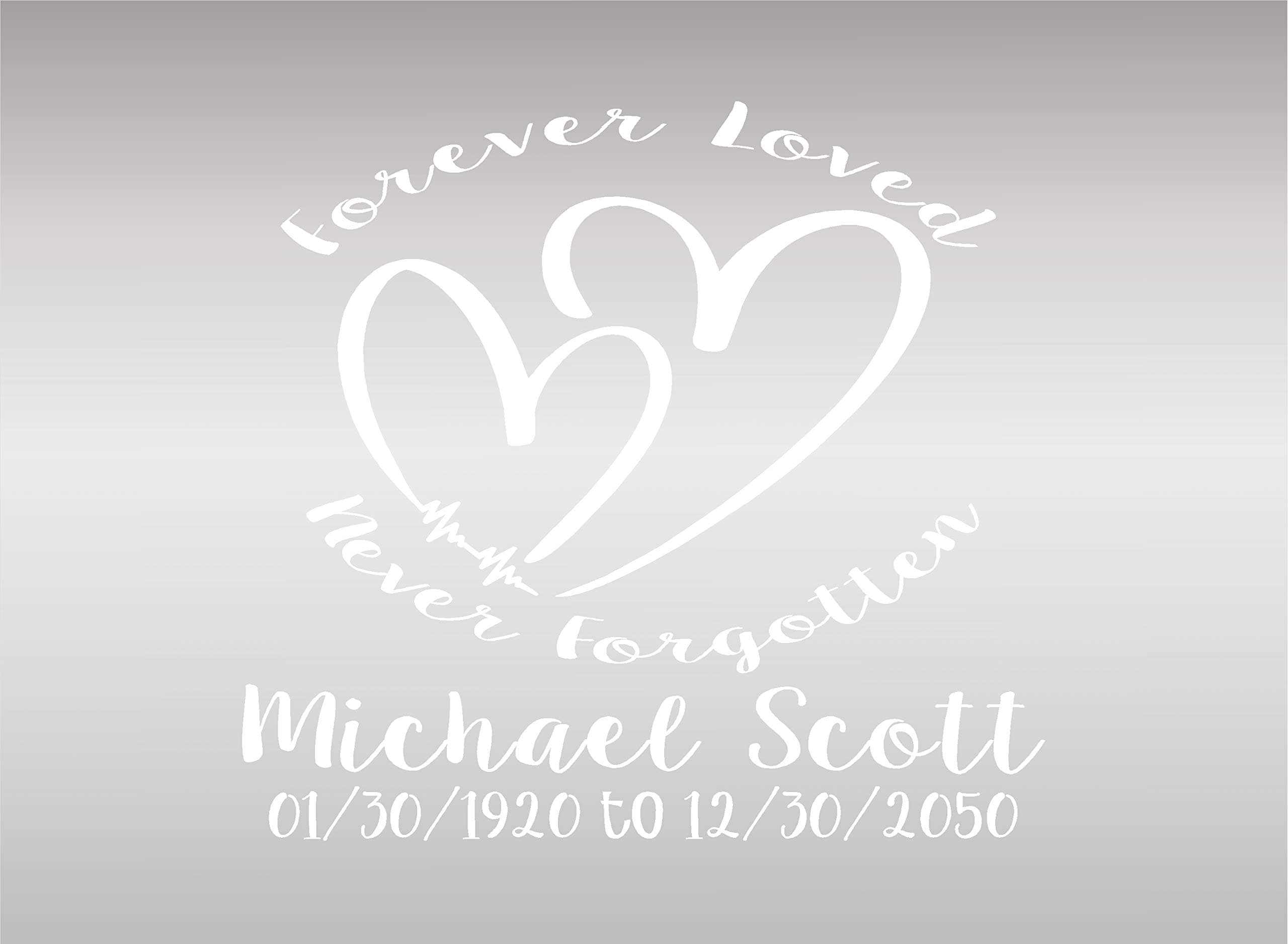 Forever Loved in Loving Memory Personalized Decal Sticker/Vinyl Custom Vehicle Decal/Remembrance Sticker PTD (White)