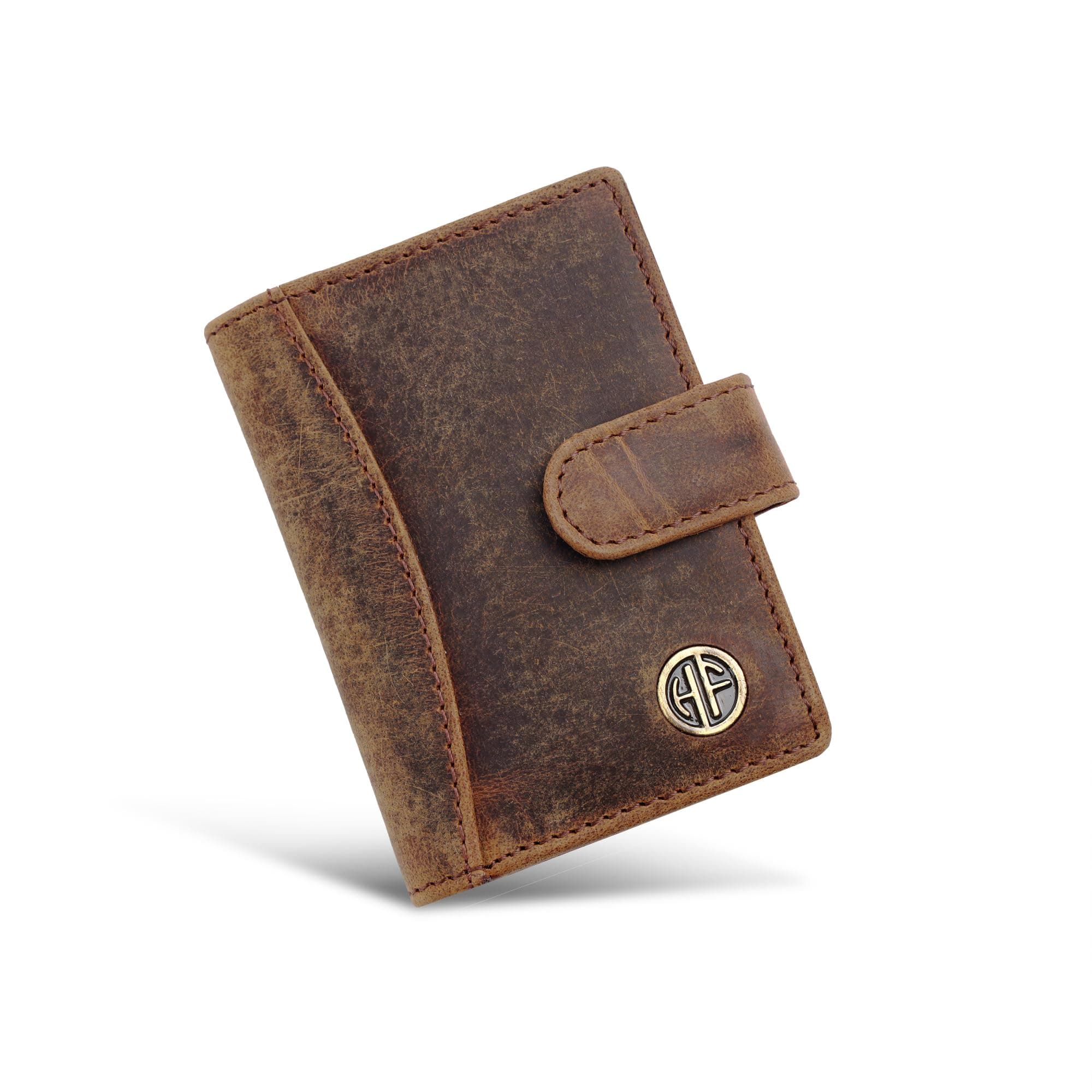 HAMMONDS FLYCATCHER Black Leather Unisex Card Wallet (CC602V), Rustic Walnut, Minimalist, CC602_CG_HTR