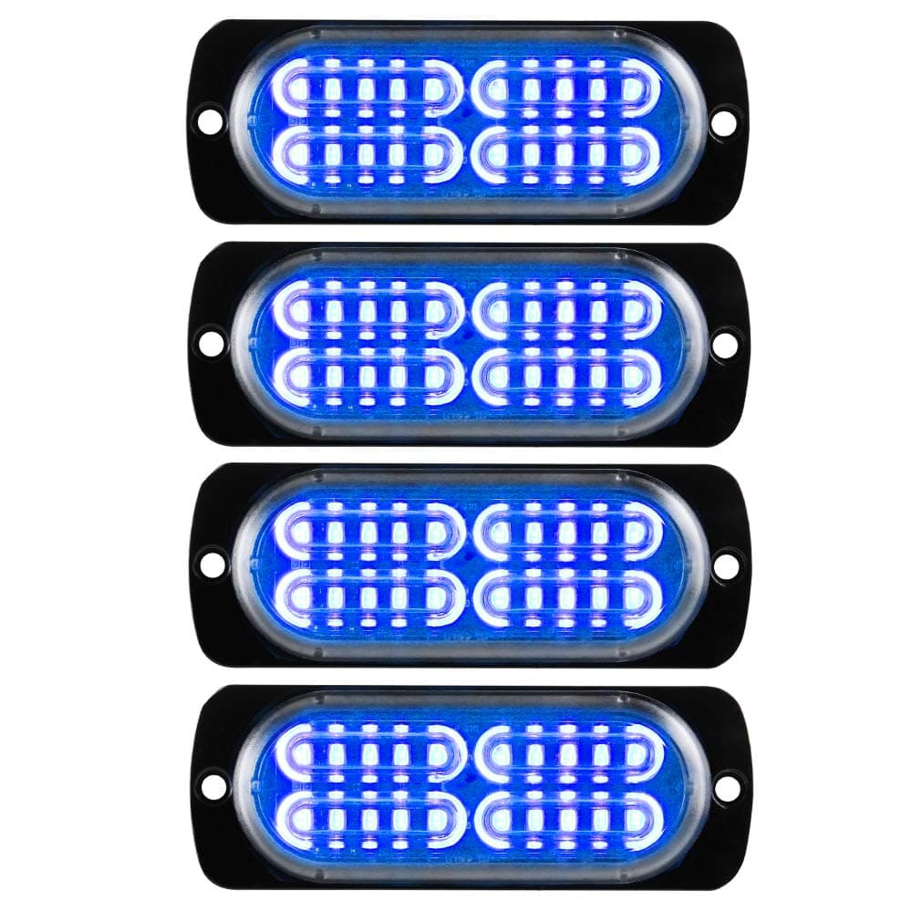 4 Pack Warning Strobe Lights Blue 20LED Off-road Vehicle Pickup Side Lights Grille Flashing Lights 12-24V LED Truck Warning Light Strong Light Rear-end Strobe Light Traffic Lamp