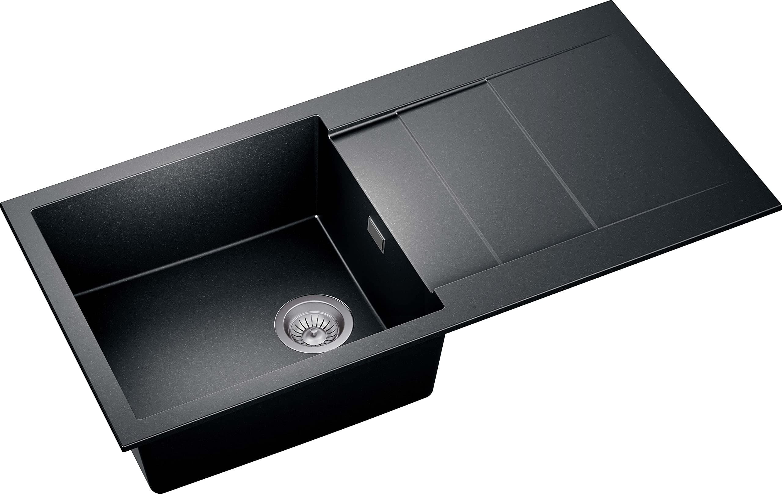 Cascada 100 Granite Single Bowl Reversible Kitchen Sink - Night Glow Black