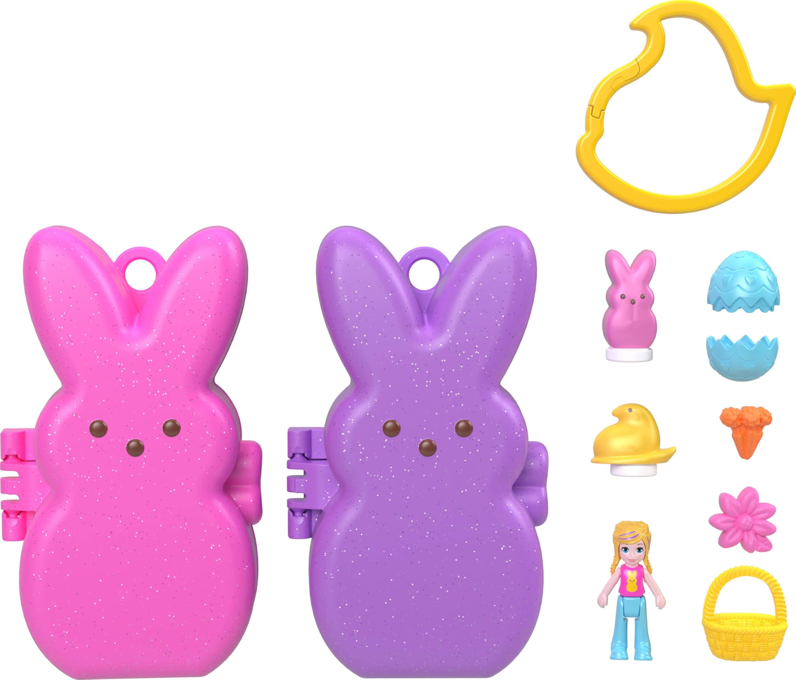 x Peeps, 6 Micro Dolls & 2 Playsets with 6 Themed Accessories & Clip Keychains, Travel Toy, Partnership Compact