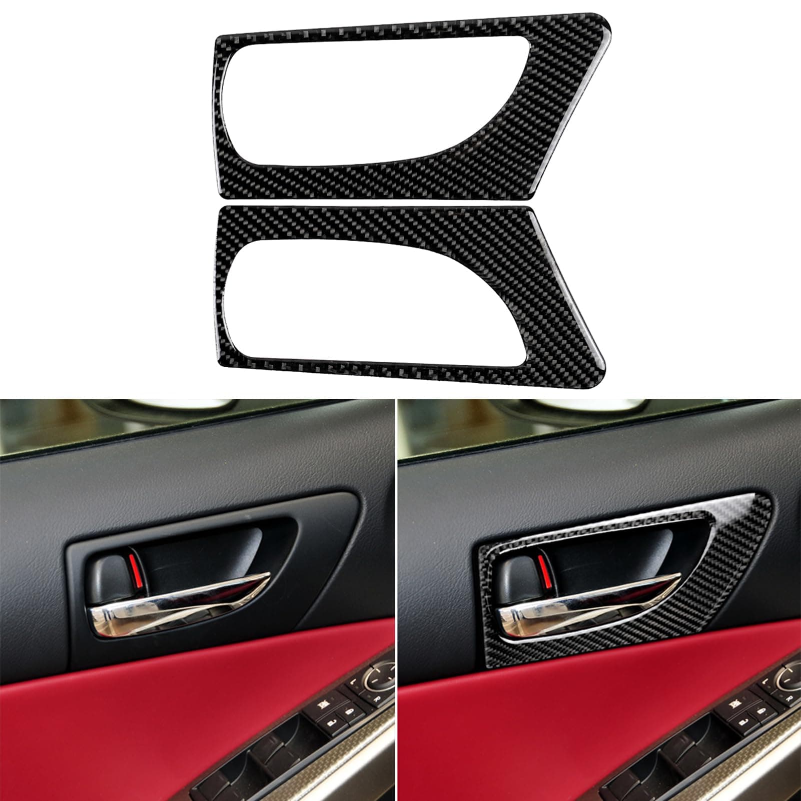 NVCNX Car Front Door Handle Panel Cover Decal Compatible with Lexus IS250 2014 2015 / IS200t 2016 2017 / IS300 2016-2020 / IS350 2014-2020 Carbon Fiber Interior Trim Accessories Black - A