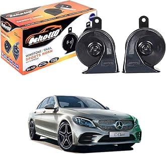 Oshotto 12V Car Horn- Trumpet Sound 2Pc Set(Low + High) Compatible with Mercedes Benz C-Class 2010-2015 (Black)
