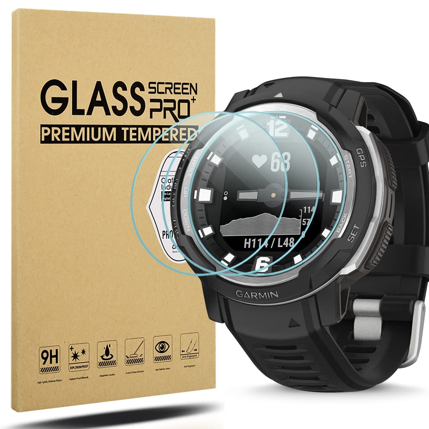 4-Pack Screen Protector for Garmin Instinct Crossover Smart Watch Tempered Glass [9H Hardness] [Anti-Scratch]