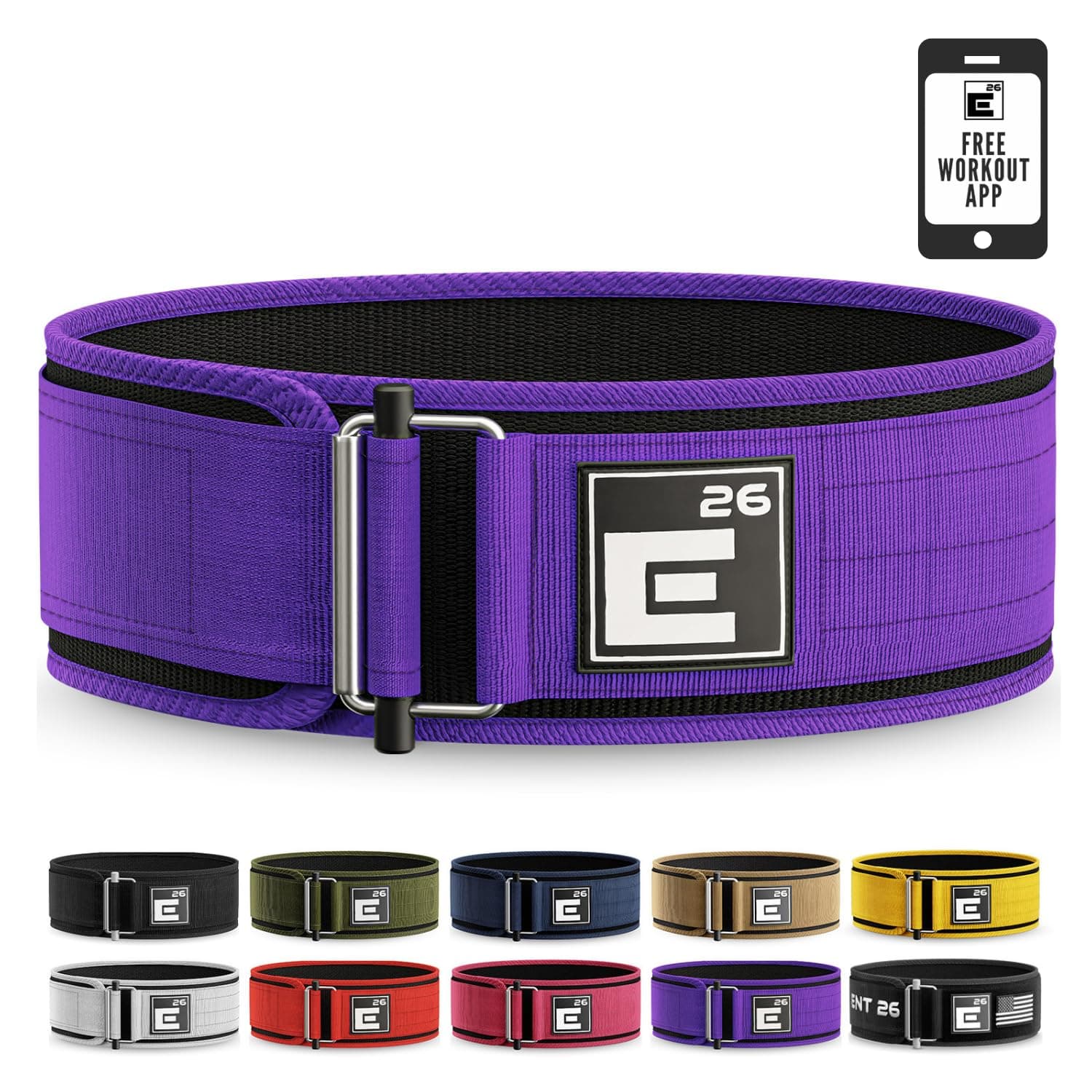 Element 26 Self-Locking Weight Lifting Belt - Premium Weightlifting Belt for Serious Functional Fitness and Olympic Lifting Athletes - Lifting Support for Men and Women - Deadlift Training Belt
