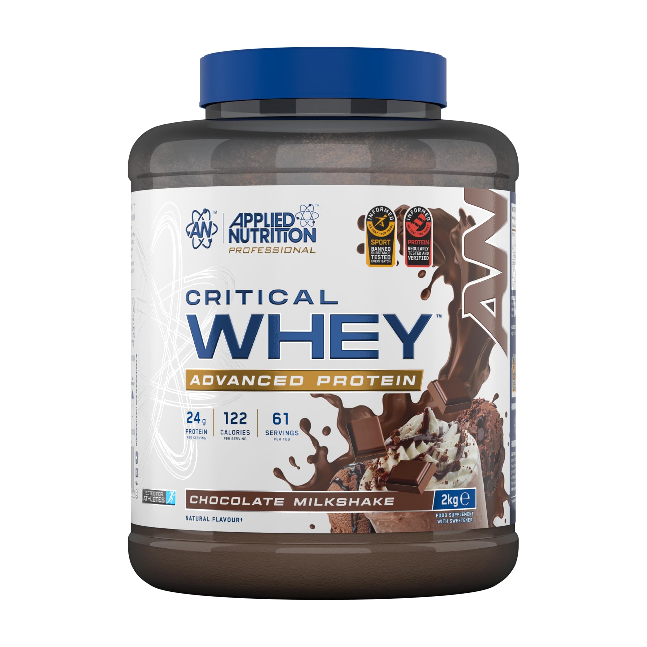 Critical Whey Protein Powder – 24g Protein per Serving, High Protein Powder, Protein Shake with BCAAs & Glutamine – Muscle Growth & Recovery (2Kg - 61 Servings) (Chocolate)