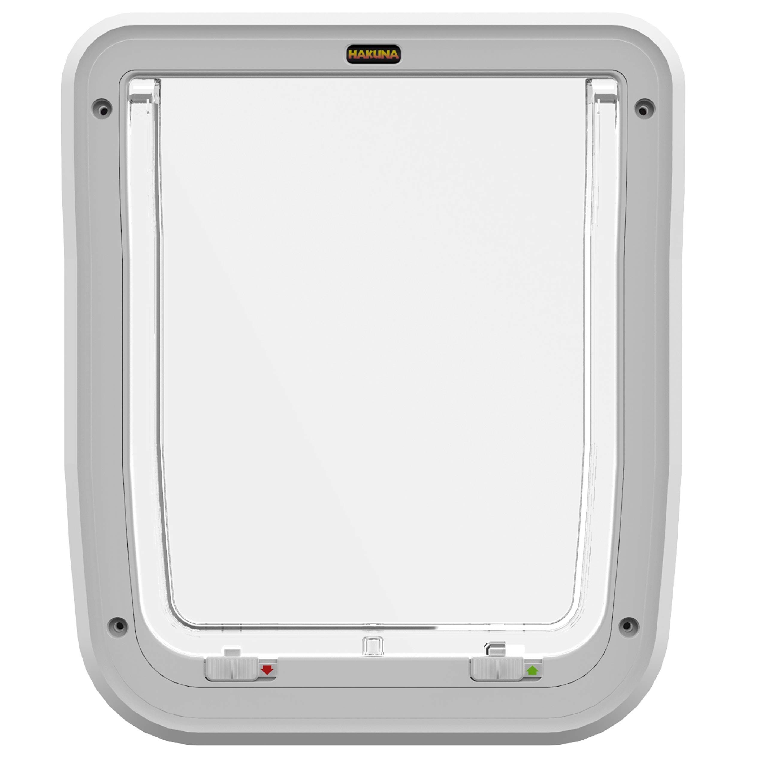 Cat & Small Pet Door with 4-Way Locks for Interior Or Exterior Doors Up to 1.8" Thick, for Pets Up to 11 lbs., White