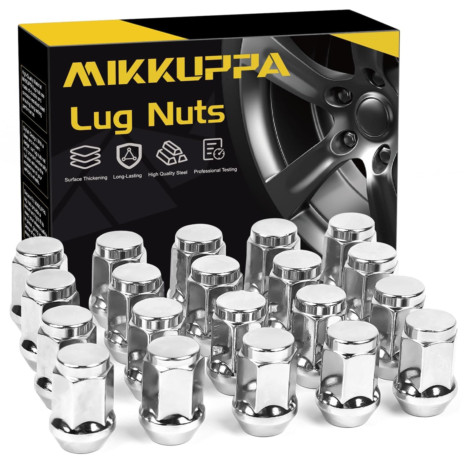 MIKKUPPA 1/2-20 Lug Nuts Replacement for 1987-2018 Jeep Wrangler, 2002-2012 Jeep Liberty, 1993-2010 Jeep Grand Cherokee Aftermarket Wheel - 20pcs Chrome Closed End Lug Nuts