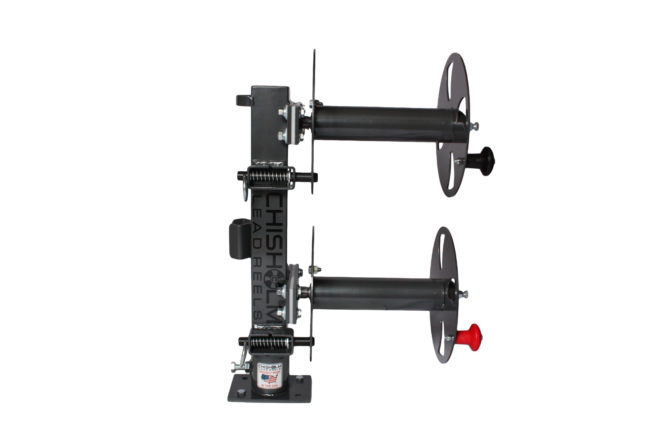 10" GREY Heavy-Duty SWIVEL-BASE Double Welding Cable Lead Reel Holds up to 150' of 1/0 Cable